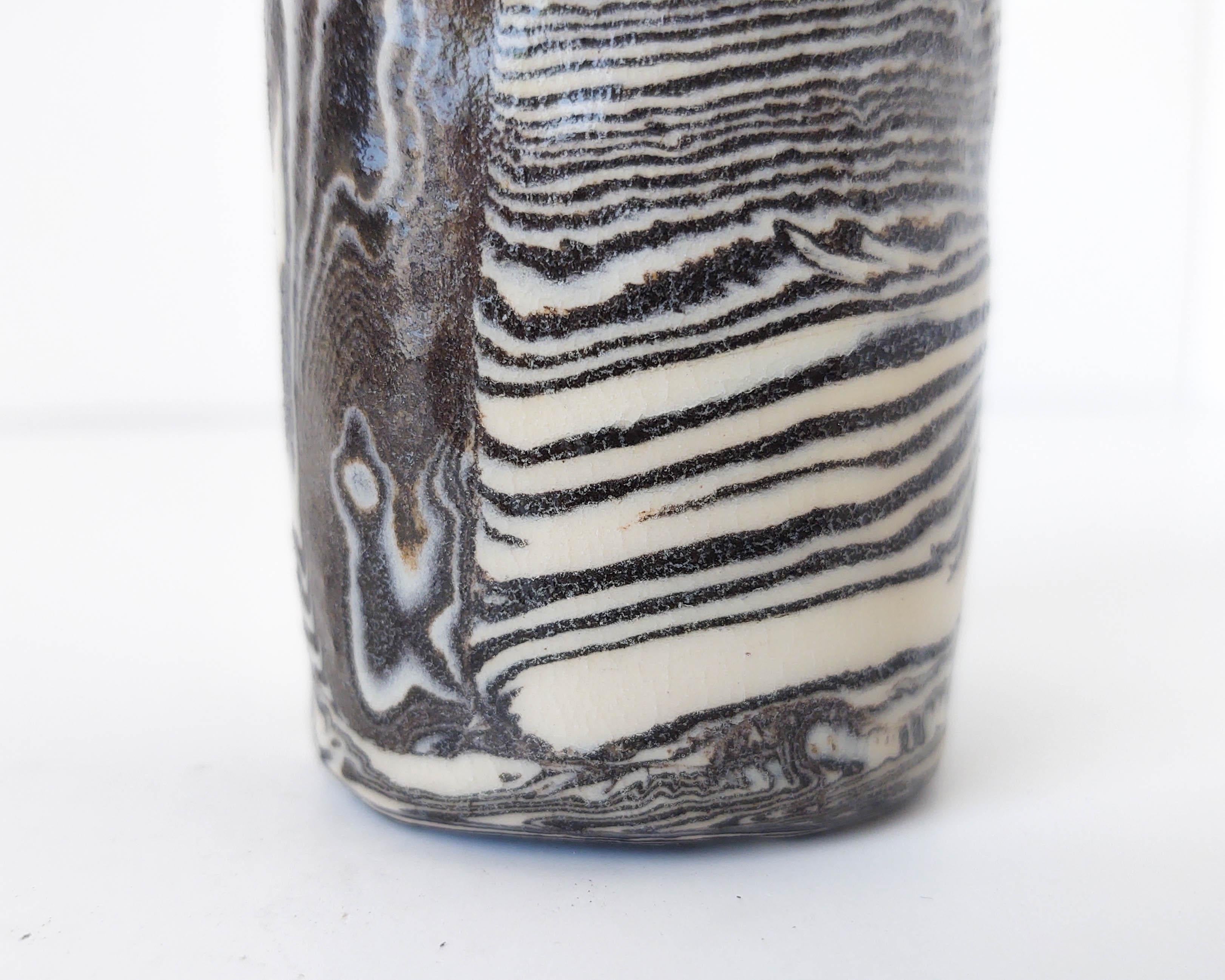 Handmade Small Psychedelic Nerikomi Black and White Vase by Fizzy Ceramics In New Condition In Hawthorne, CA