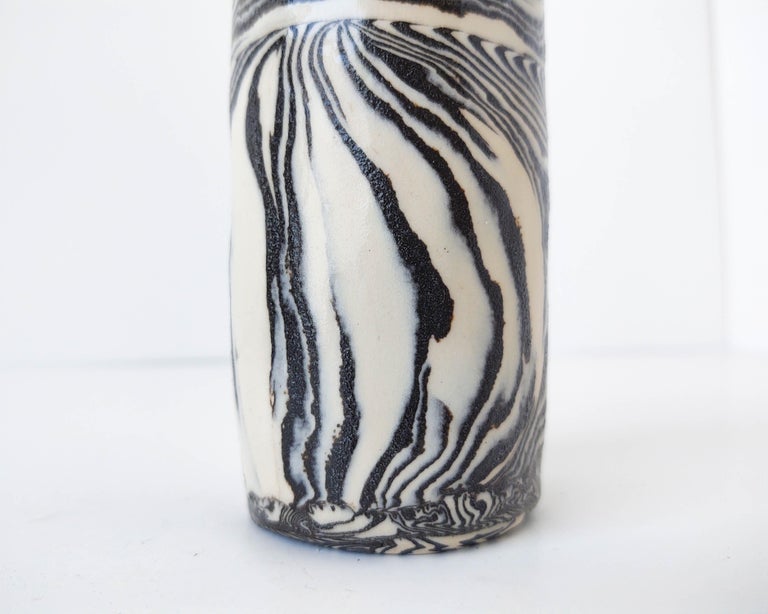 Handmade Small Psychedelic Nerikomi Black and White Vase by Fizzy Ceramics  at 1stDibs