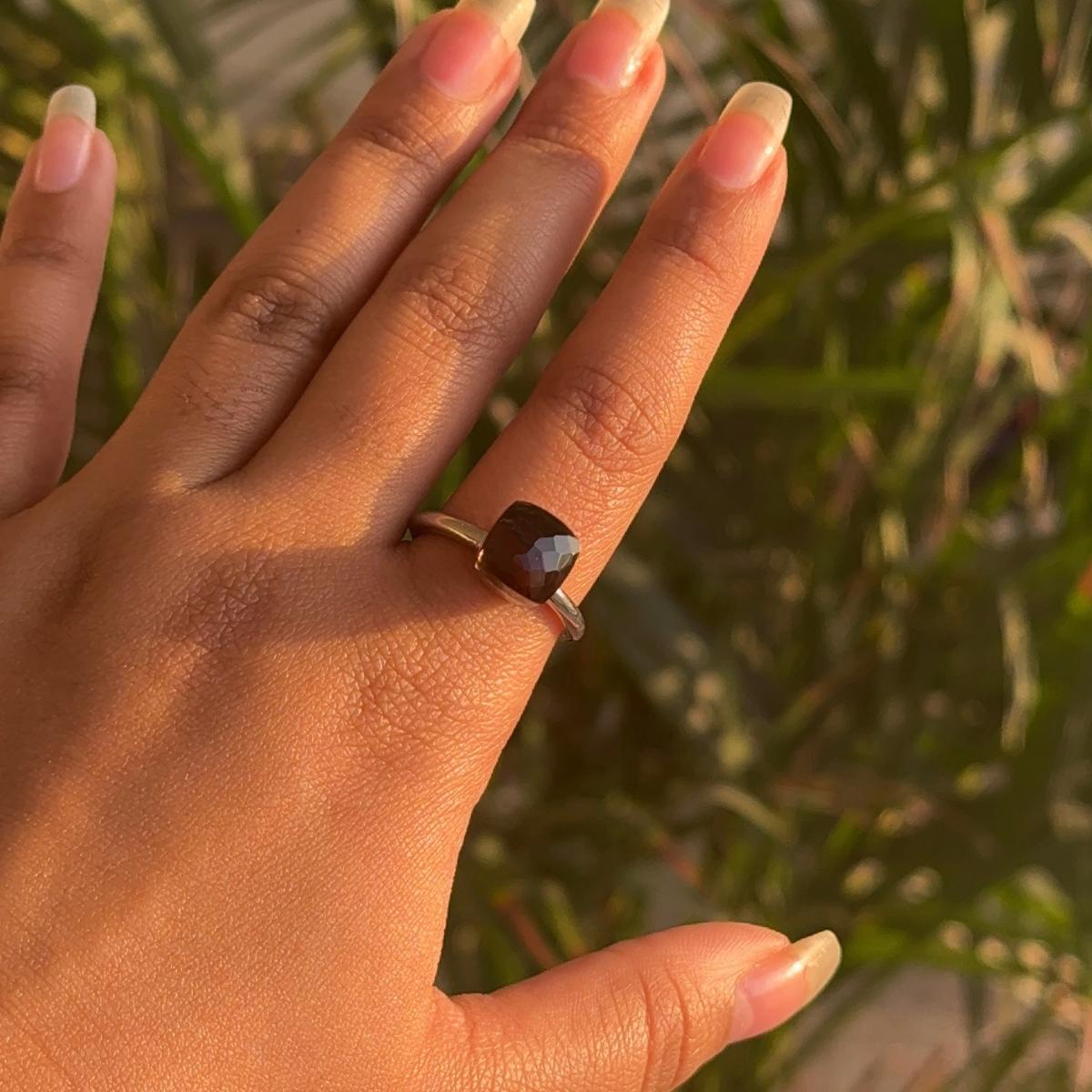 For Sale:  Handmade Smokey Topaz Solitaire Unisex Ring in 925 Sterling Silver Gift Jewelry 2