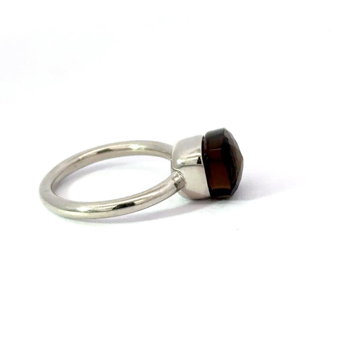 For Sale:  Handmade Smokey Topaz Solitaire Unisex Ring in 925 Sterling Silver Gift Jewelry 3