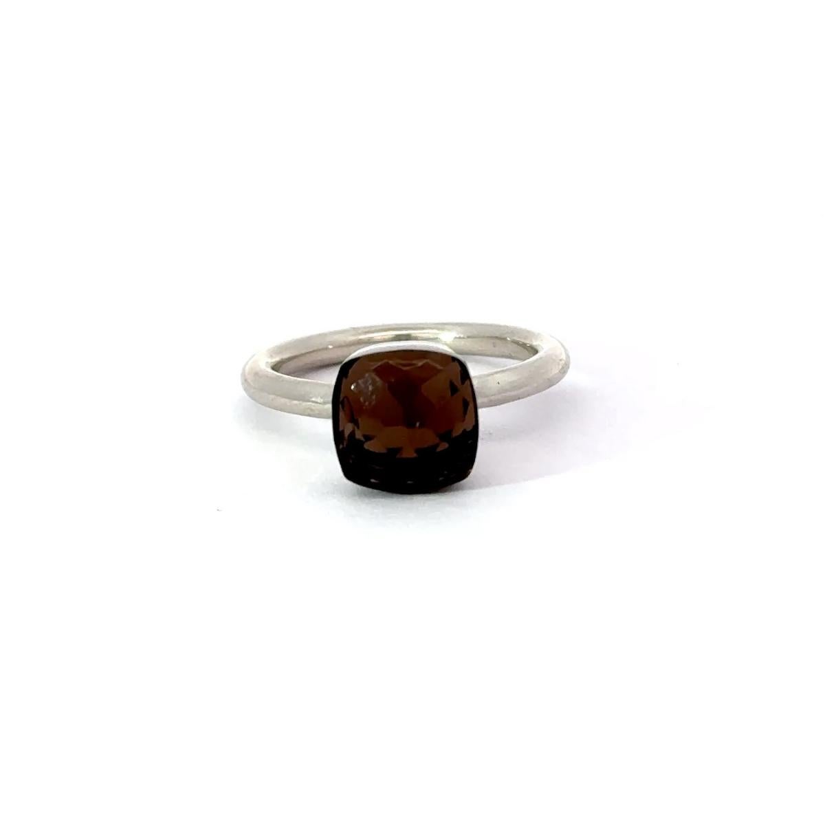 For Sale:  Handmade Smokey Topaz Solitaire Unisex Ring in 925 Sterling Silver Gift Jewelry 4