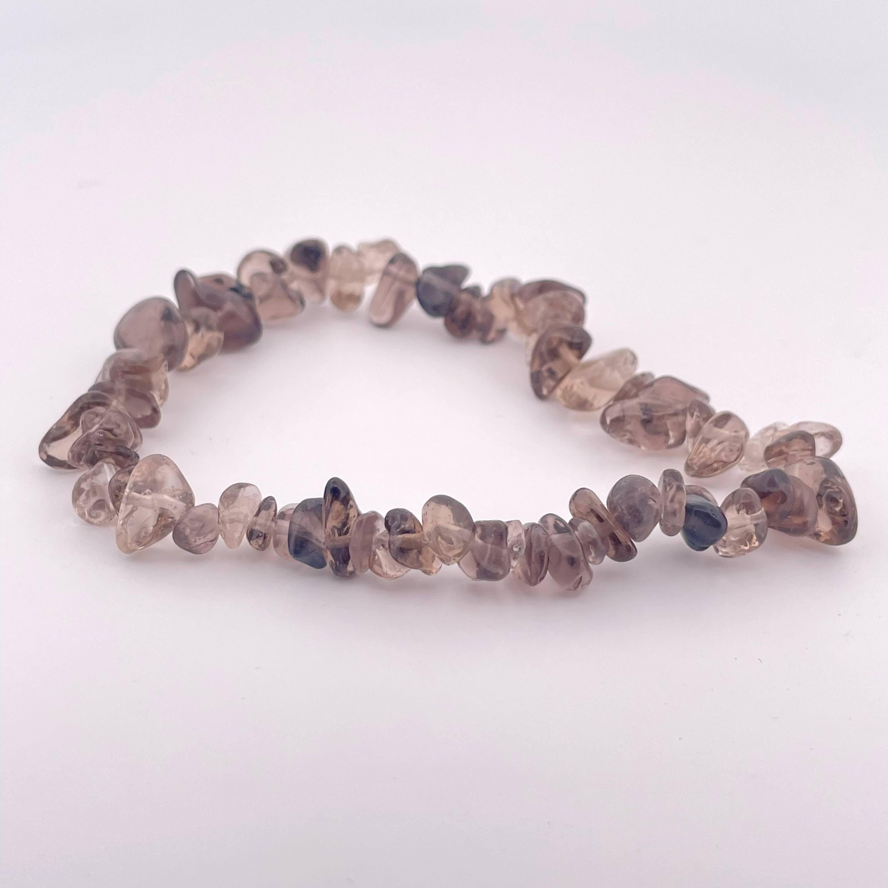 Handgefertigtes Rauchquarz Stone Beaded Free Size Armband aus Pakistan (Moderne)