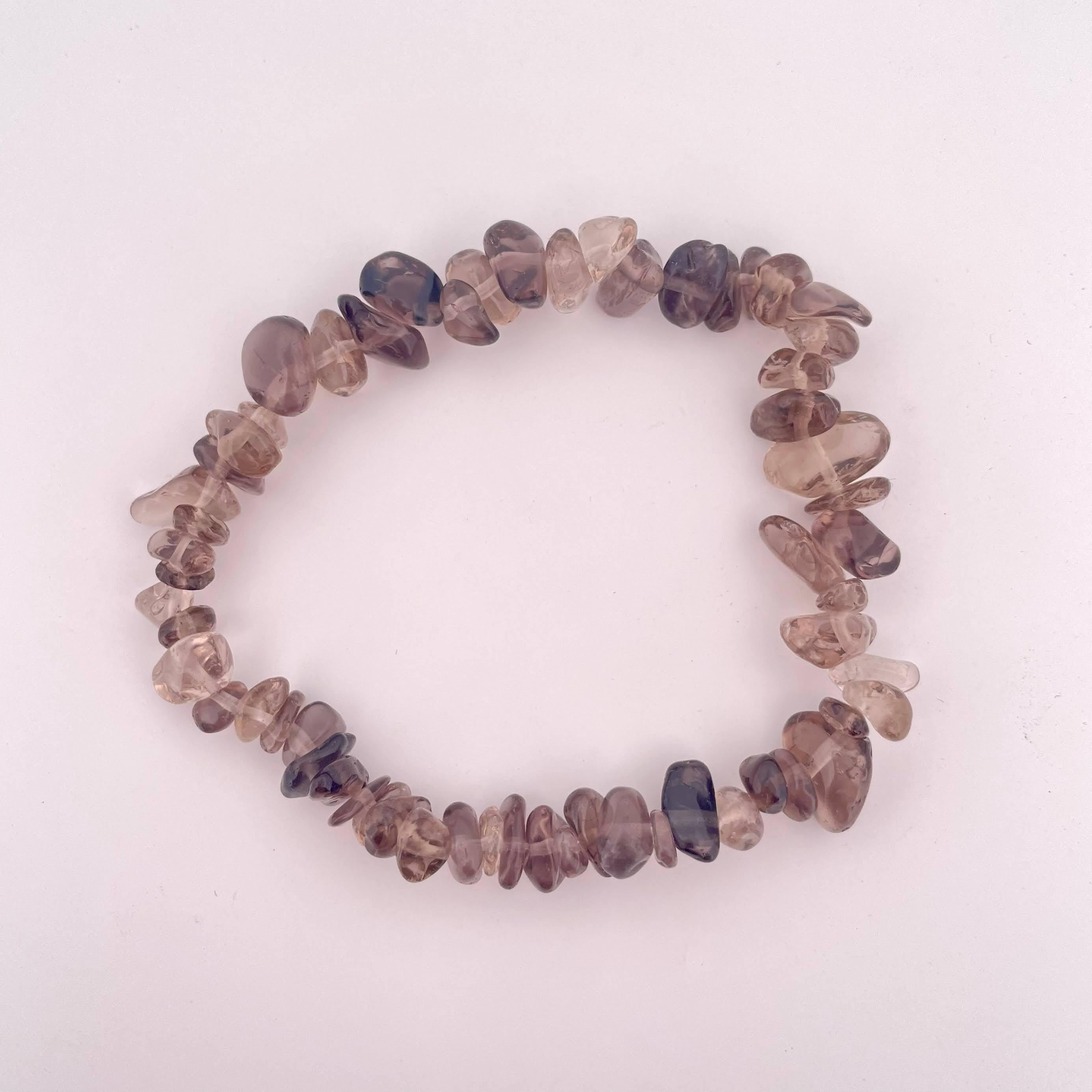 Handgefertigtes Rauchquarz Stone Beaded Free Size Armband aus Pakistan (Ungeschliffen)