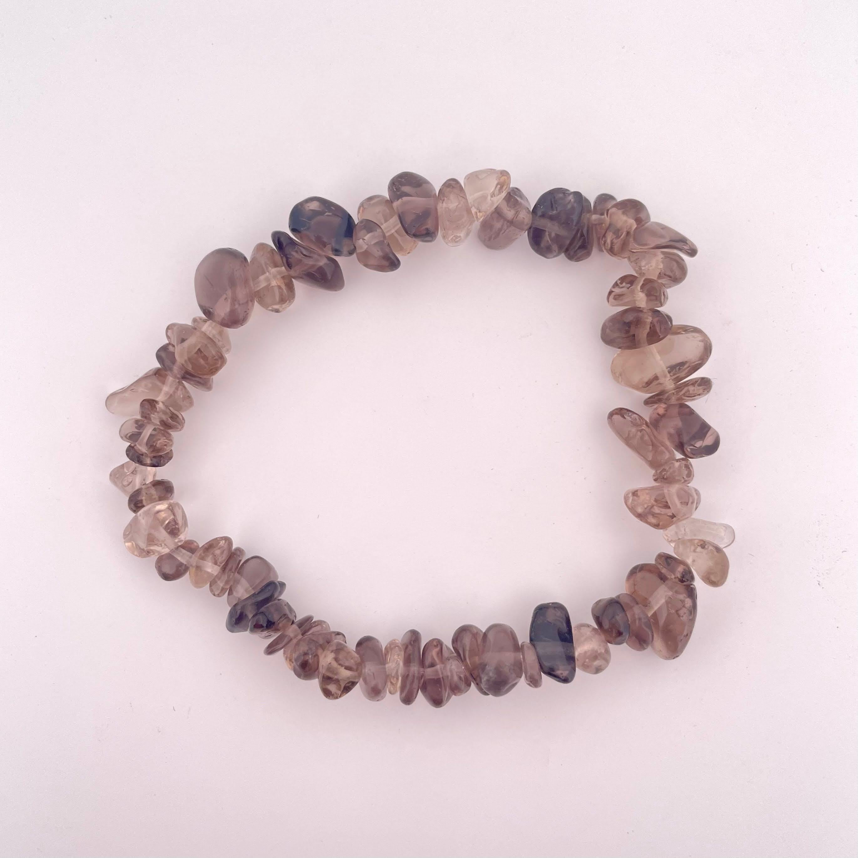 Handgefertigtes Rauchquarz Stone Beaded Free Size Armband aus Pakistan im Zustand „Neu“ in Bangkok, TH