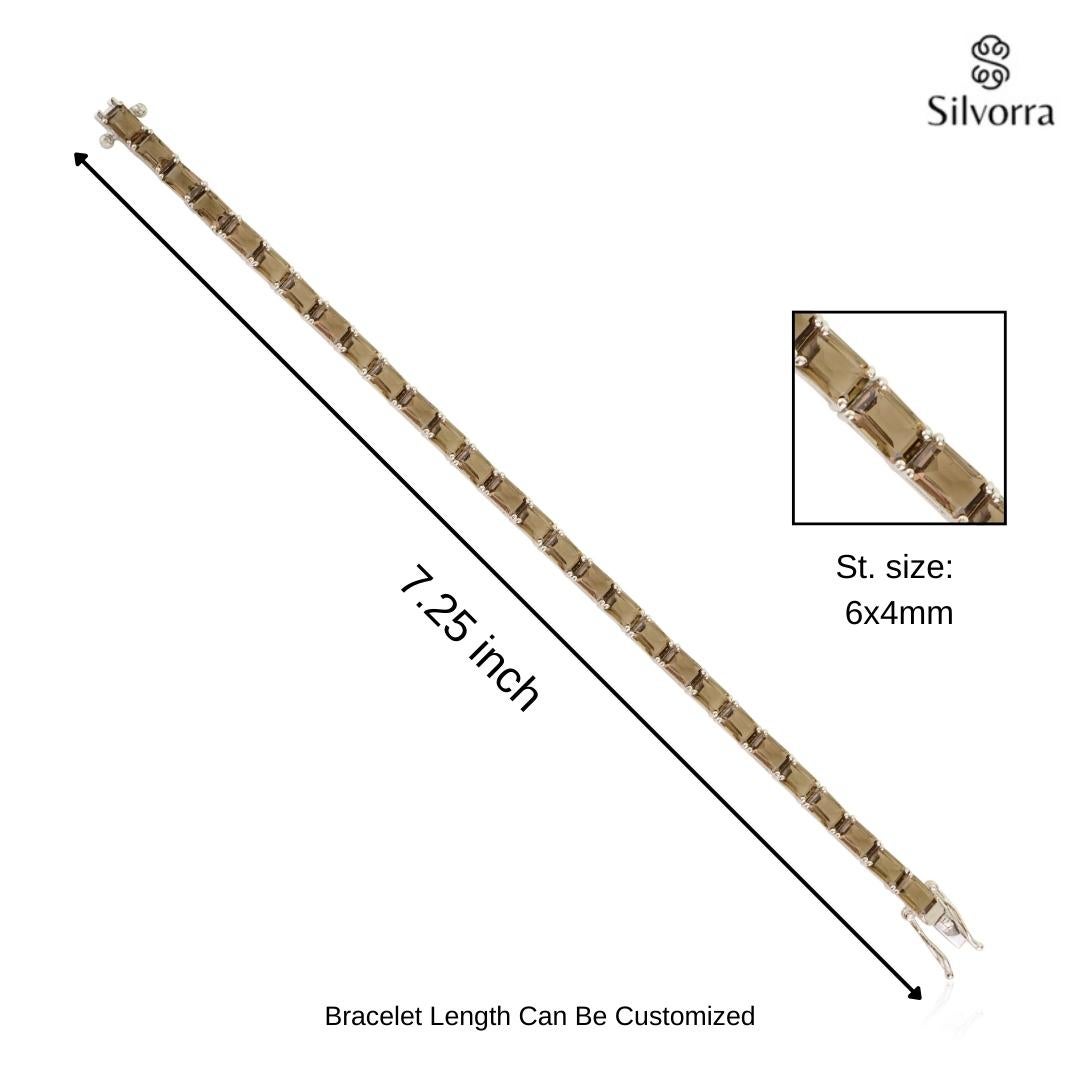 Bracciale in argento 925 con pietra ottagonale Topazio Fumè Gioielli fatti a mano Regalo in vendita 5