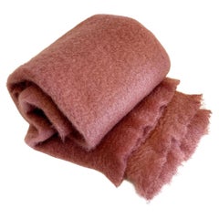 Handmade Soft Mohair Blanket Throw in Rosewood Red, in Stock