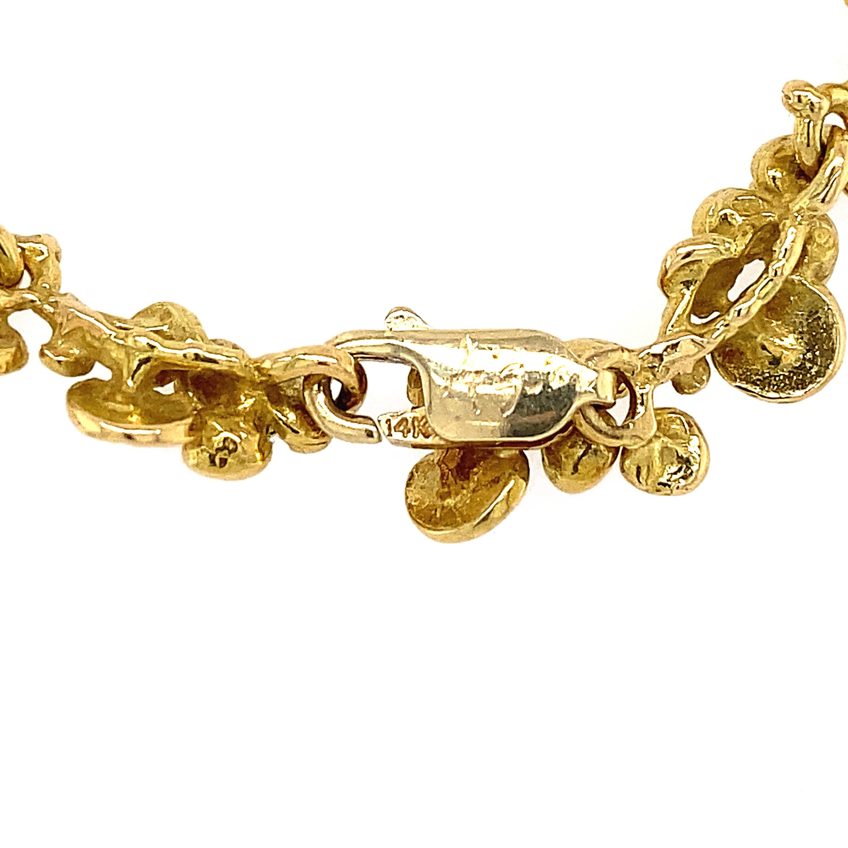 Collana a catena con ninfea solida da 49,7 grammi 14K fatta a mano In condizioni buone in vendita a AMSTERDAM, NL