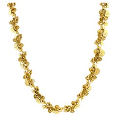 Handmade Solid 49.7 Gram 14K Waterlily Chain Necklace