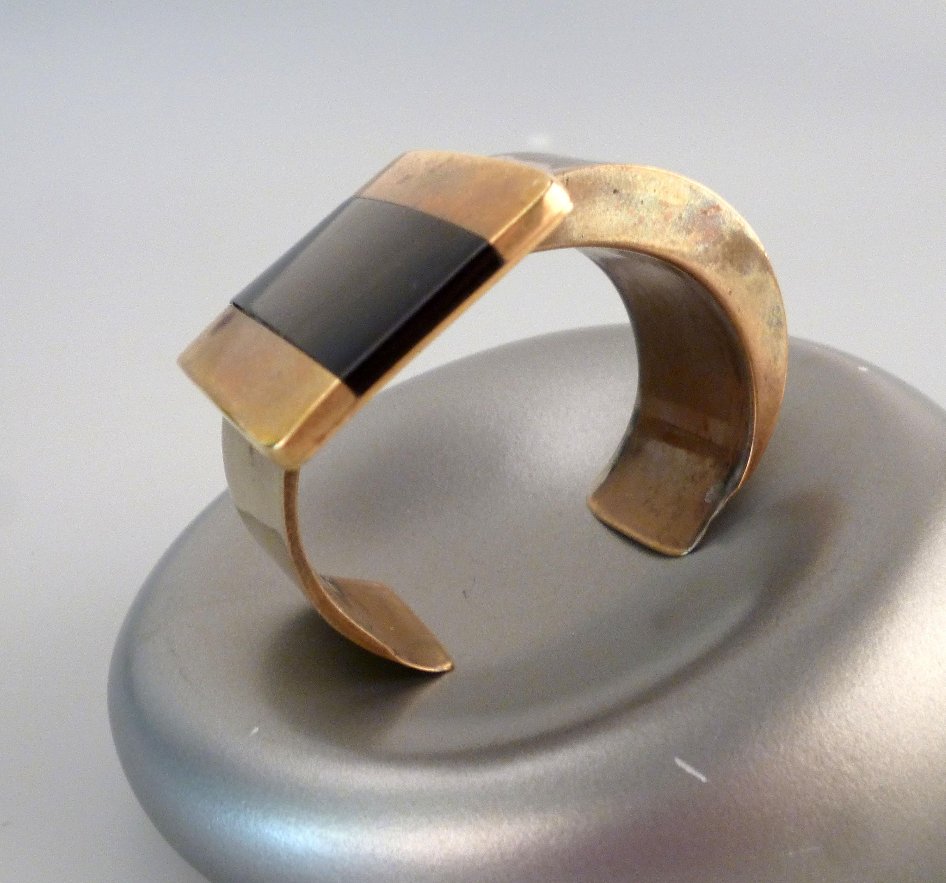 Art Deco Handmade Solid Brass Bracelet For Sale
