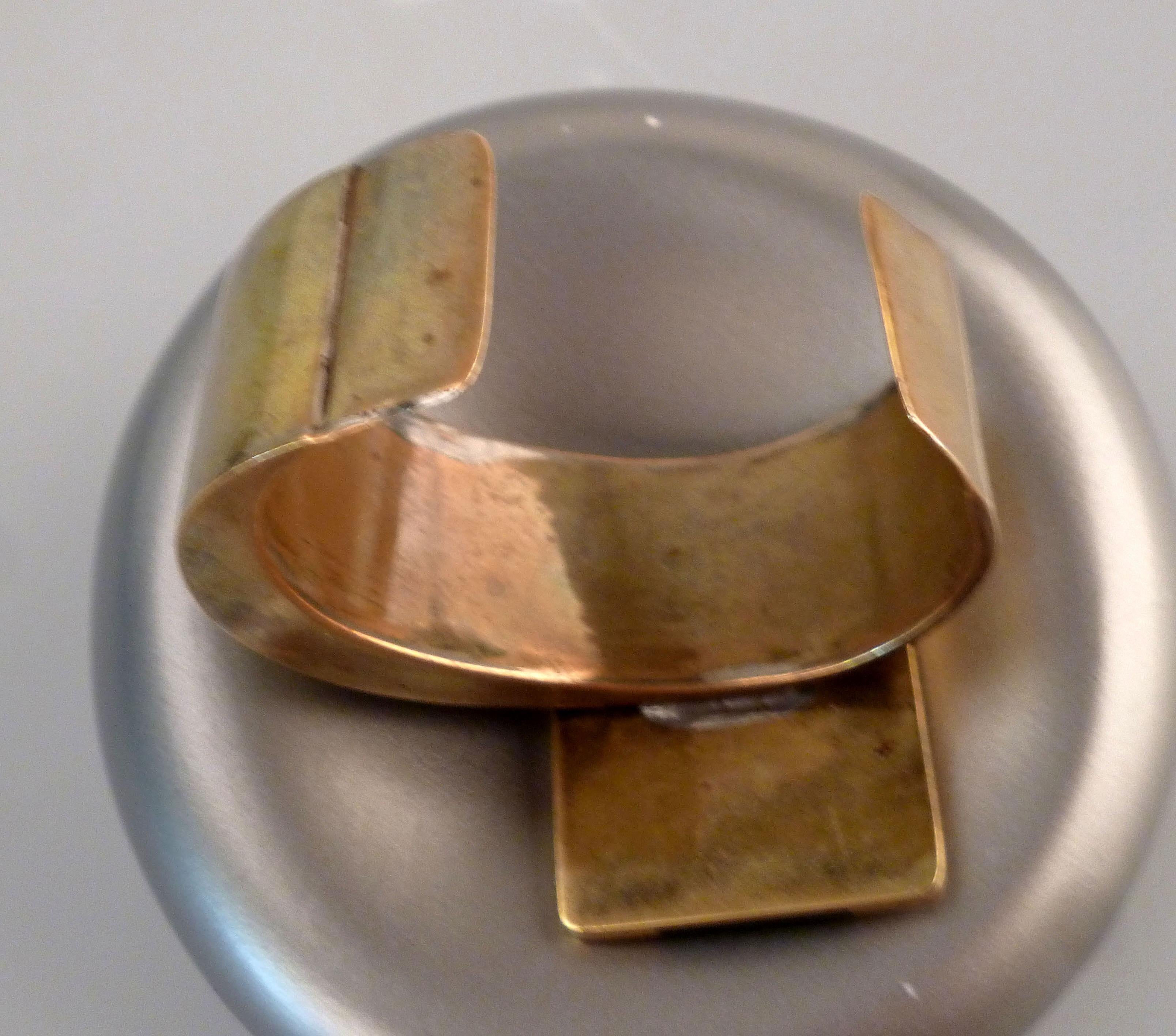 Hand-Crafted Handmade Solid Brass Bracelet For Sale