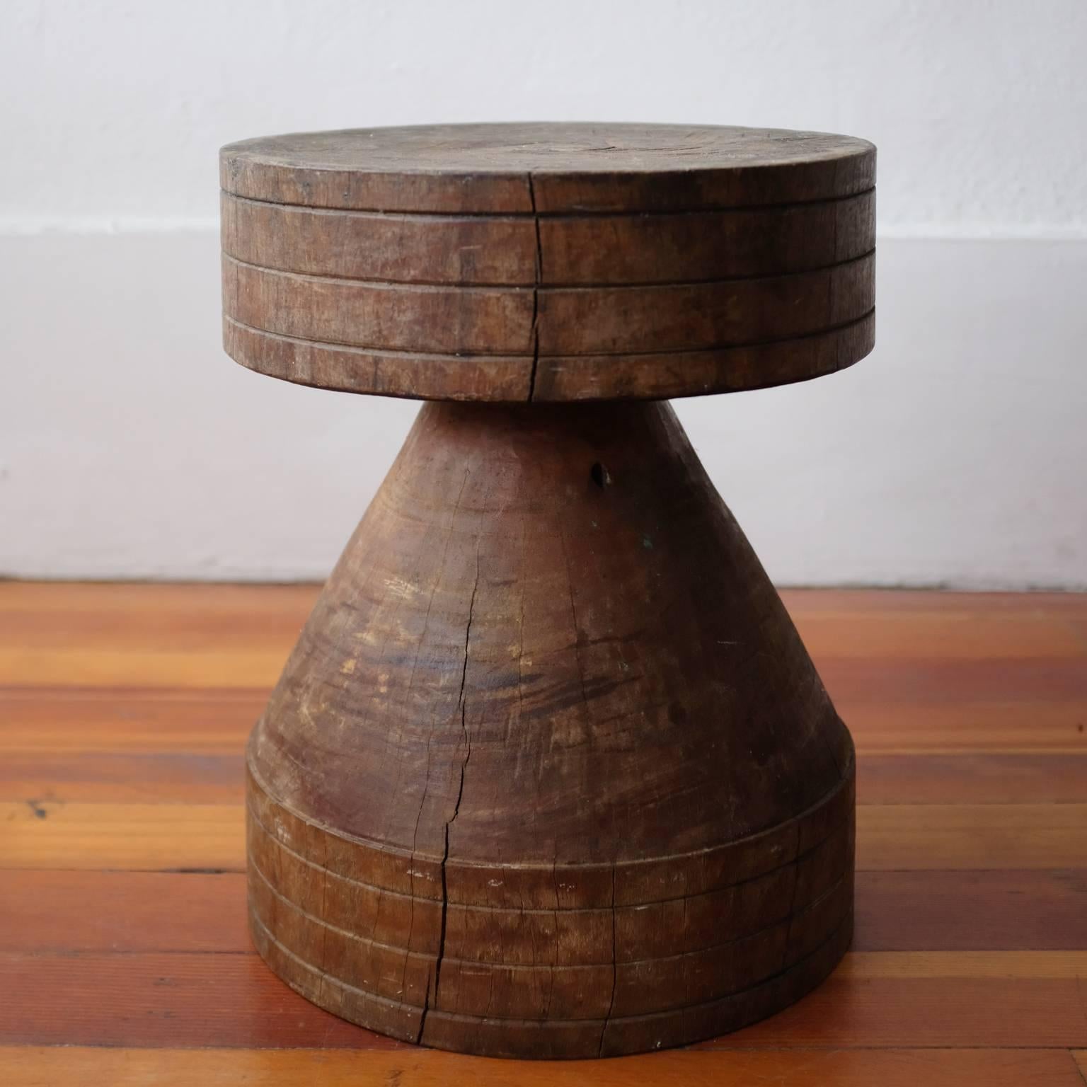 Handmade Solid Carved Wood Table or Stool, 1960s 1