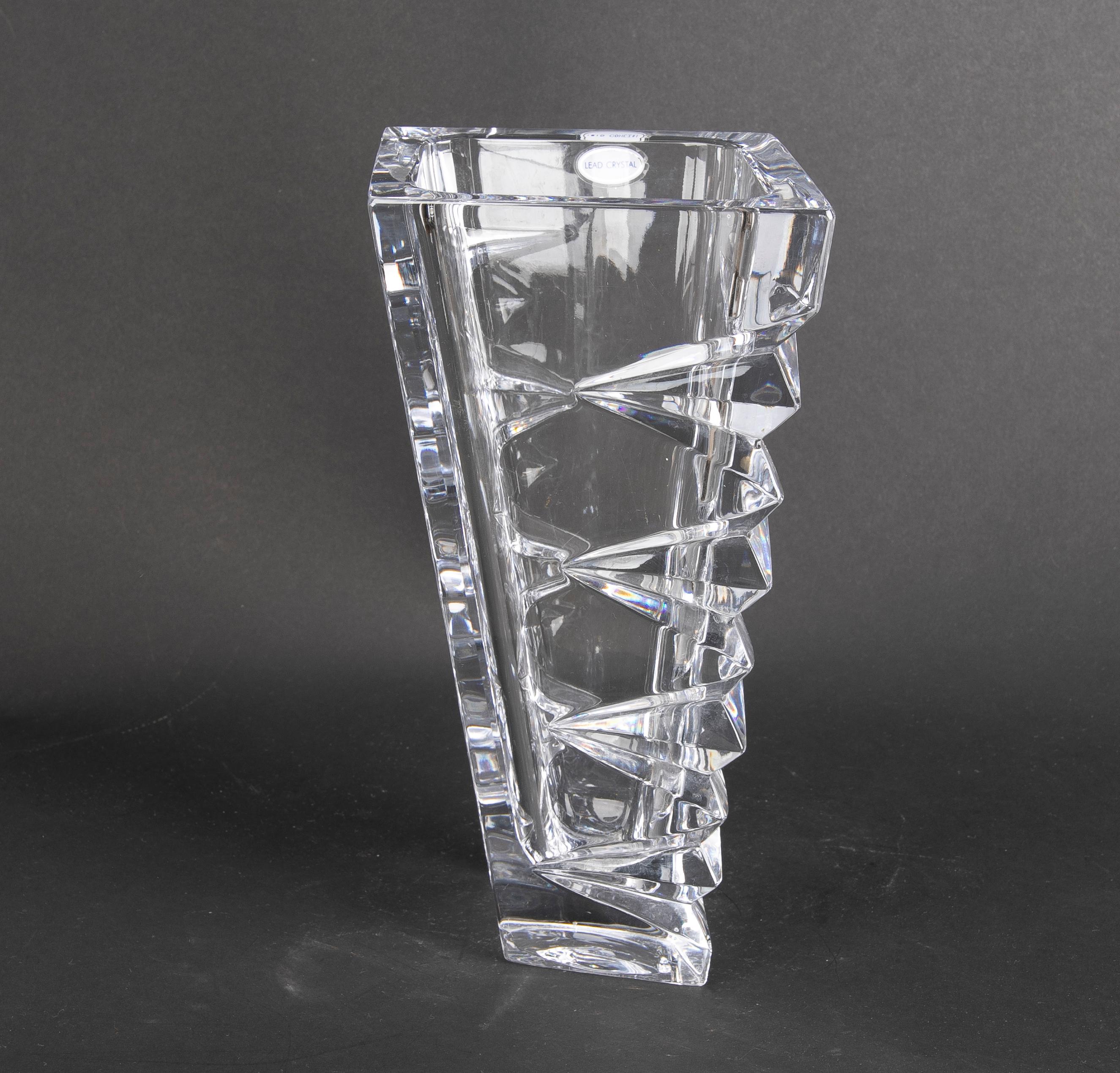 20th Century Handmade Solid Crystal Vase For Sale