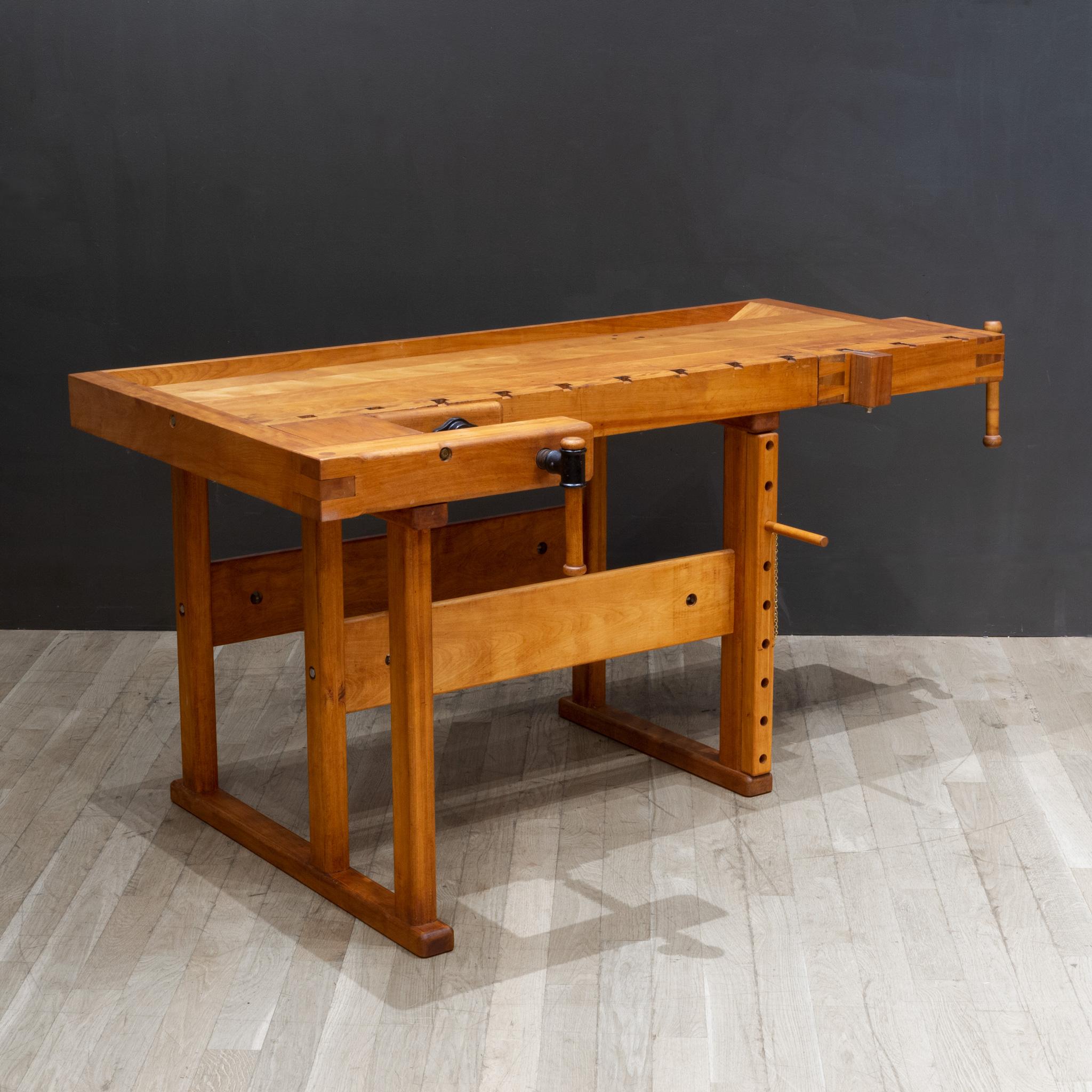 Mid-Century Modern Handmade Solid Maple Carpenter's Workbench c.1970 For Sale