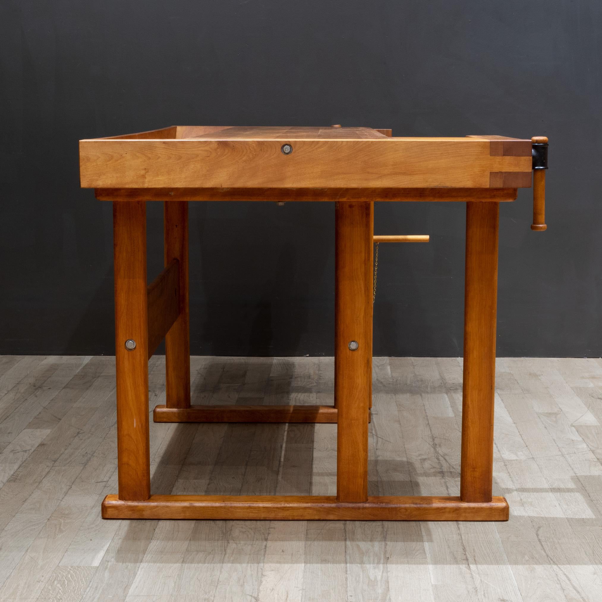 20th Century Handmade Solid Maple Carpenter's Workbench c.1970 For Sale