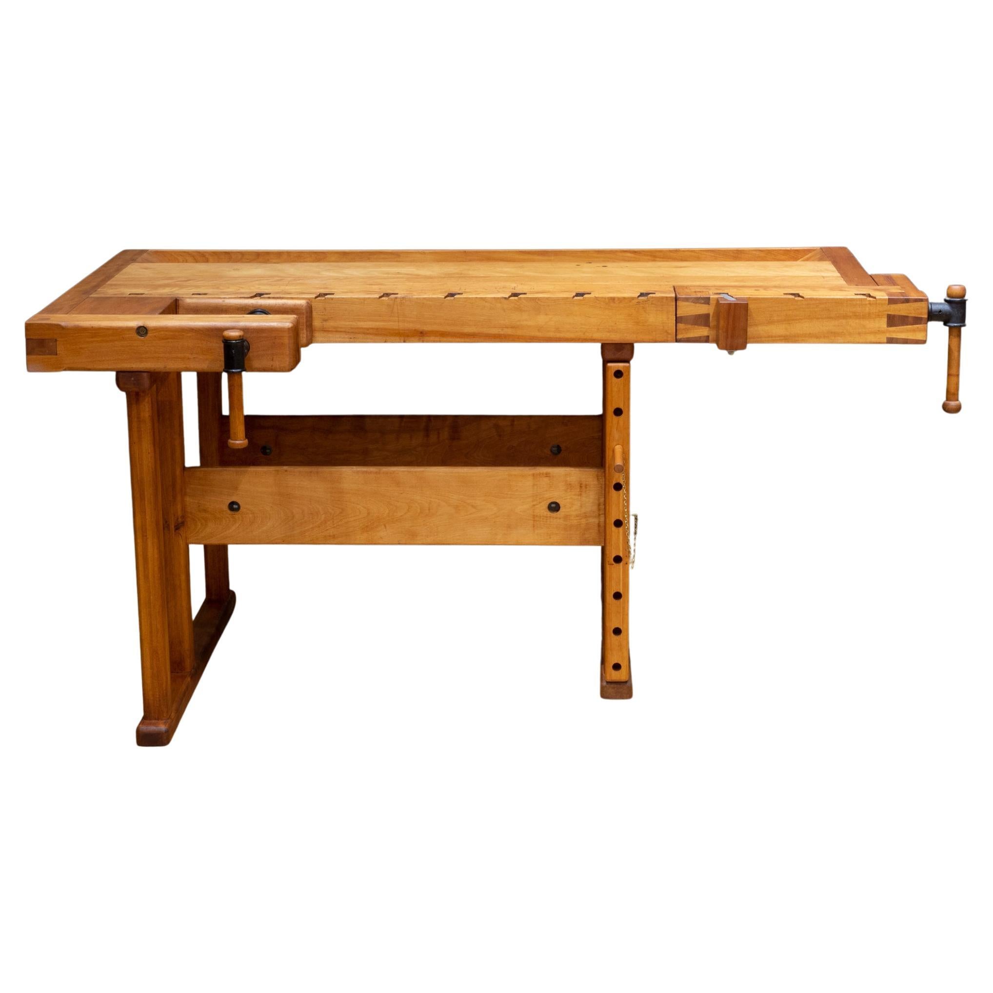Handmade Solid Maple Carpenter's Workbench c.1970 For Sale