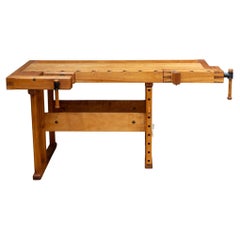 Retro Handmade Solid Maple Carpenter's Workbench c.1970