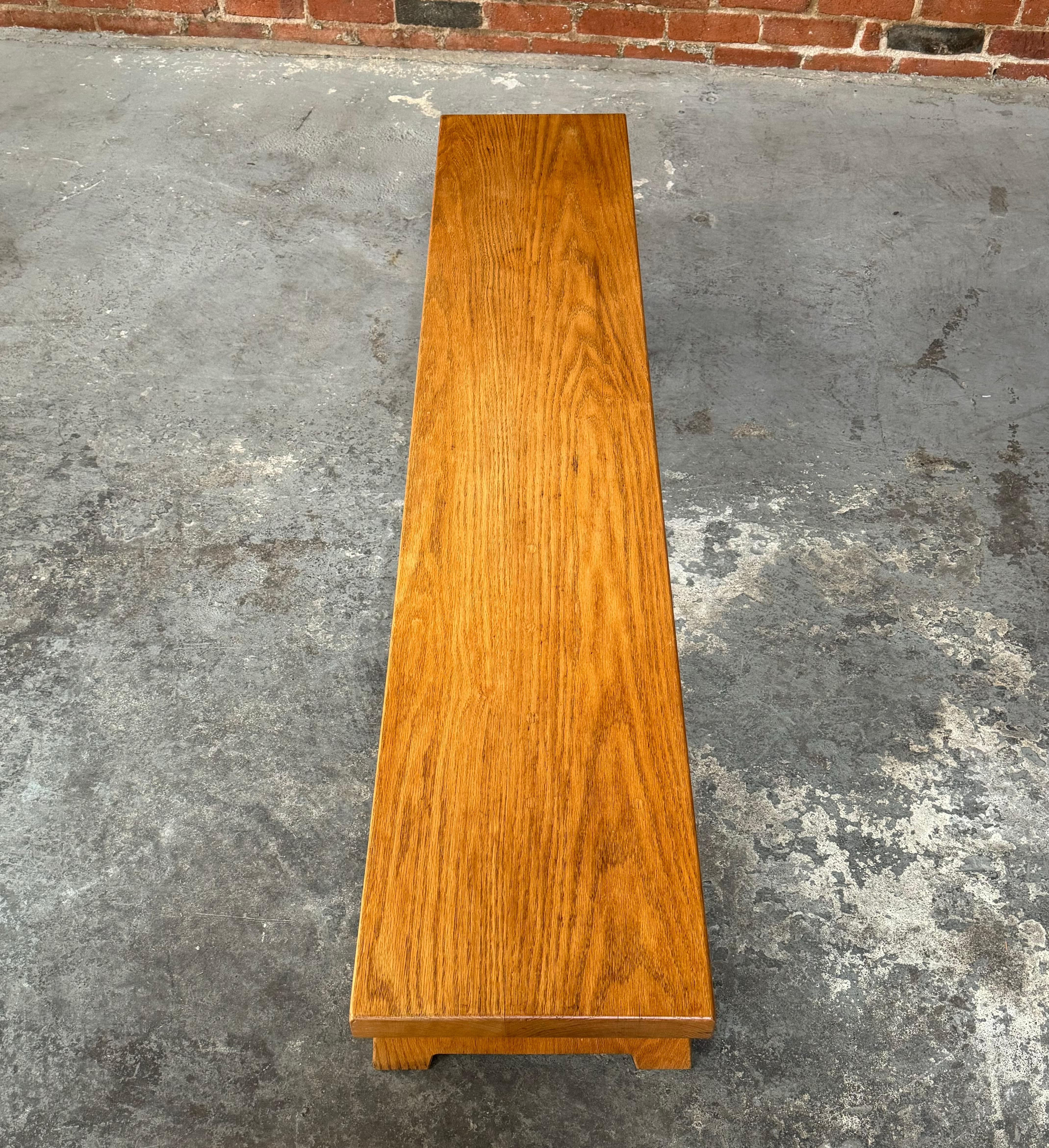 Mid-Century Modern Handmade Solid Oak Modernist Bench  For Sale