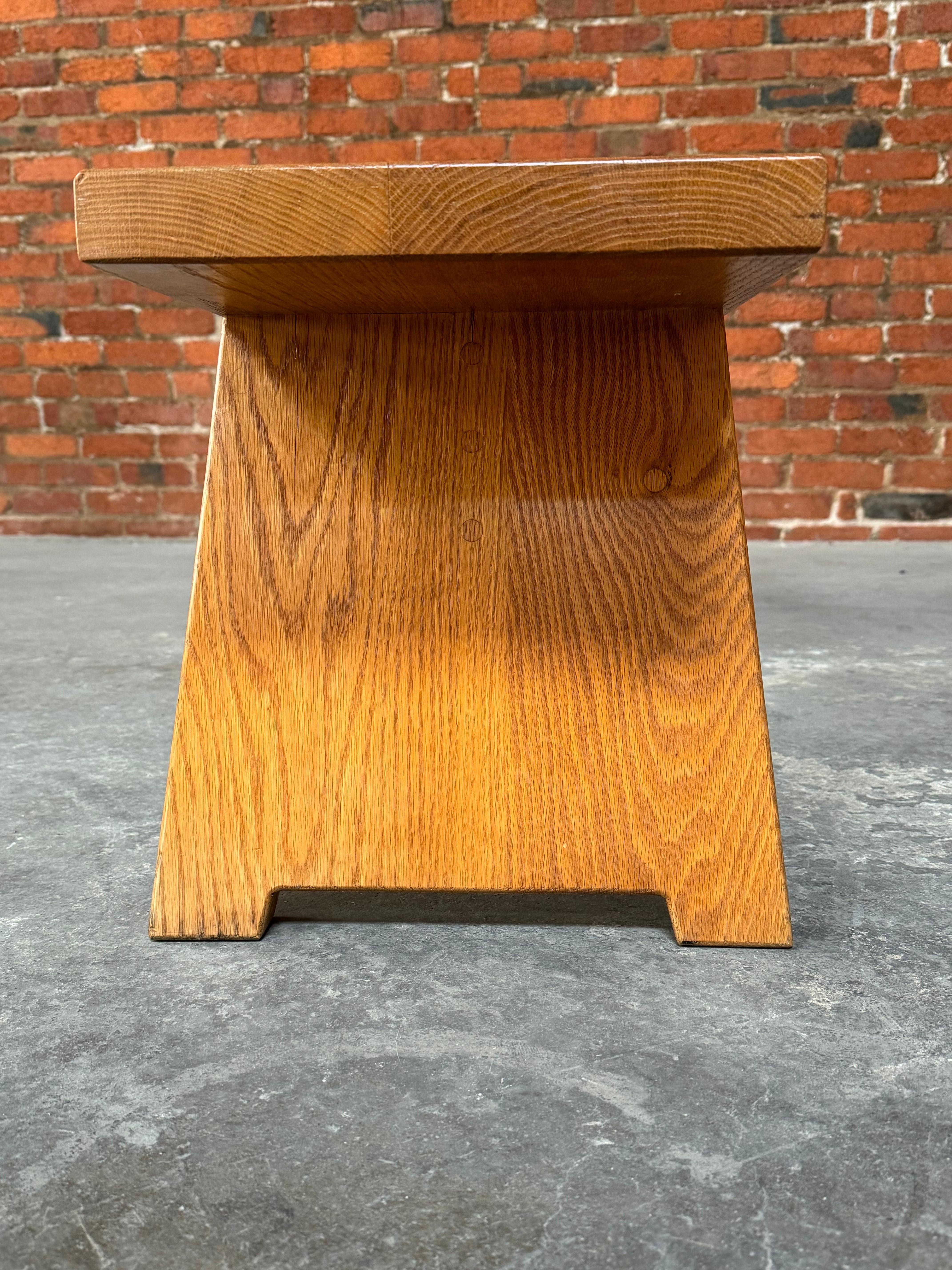 Hand-Crafted Handmade Solid Oak Modernist Bench  For Sale