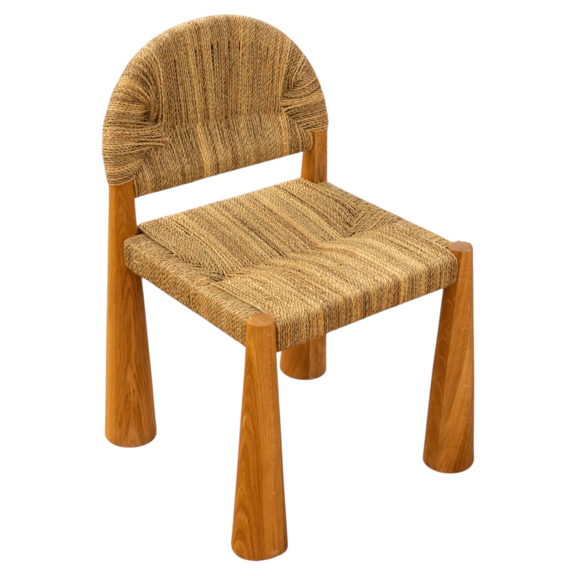 Handmade Dune Chair, Solid Oak & Rattan, Sculptural Design, New