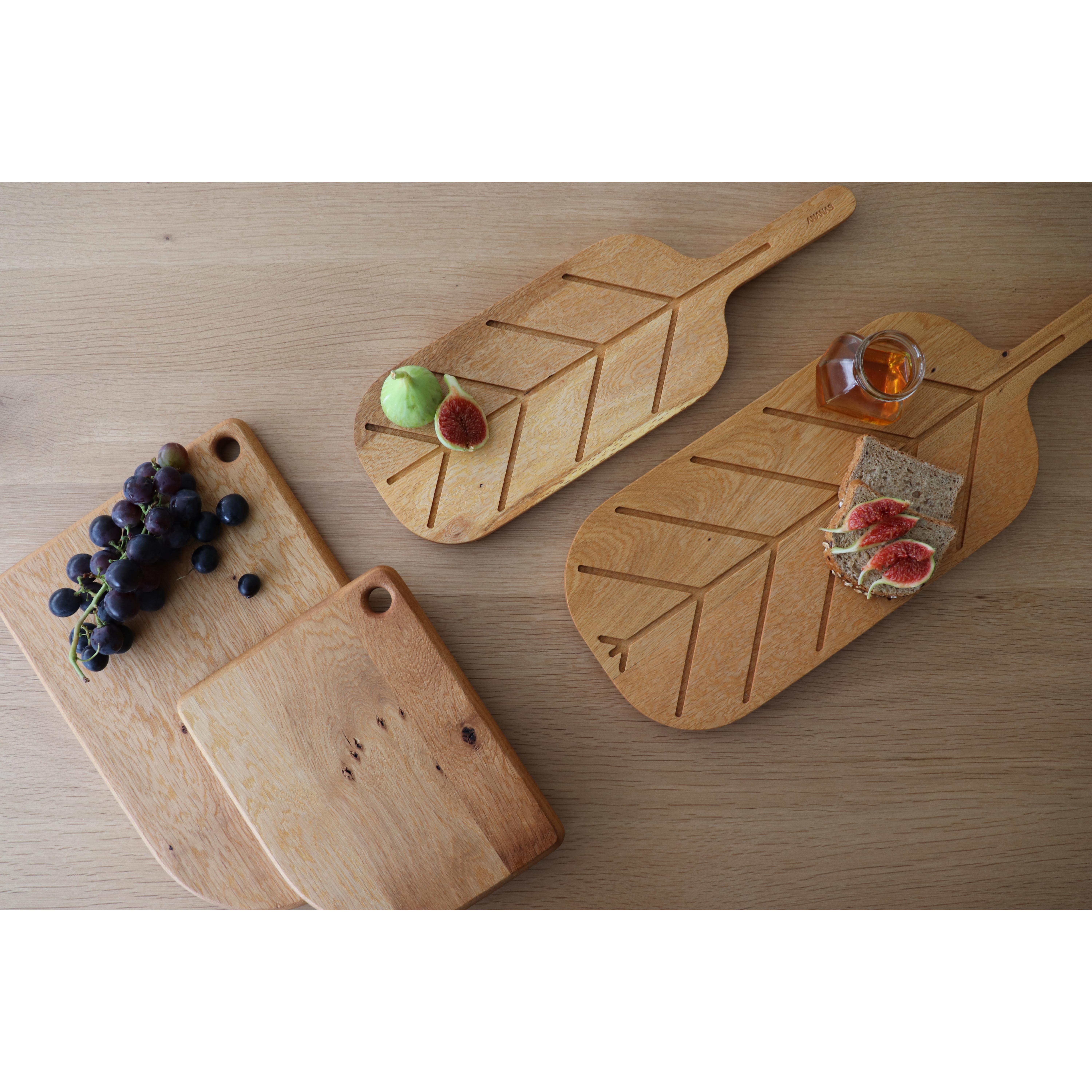 Modern Handmade Solid Oak Wood Charcuterie and Cheese Board Set  For Sale