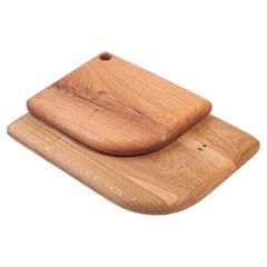 Juego de tabla de quesos y embutidos de madera maciza de roble hecha a mano