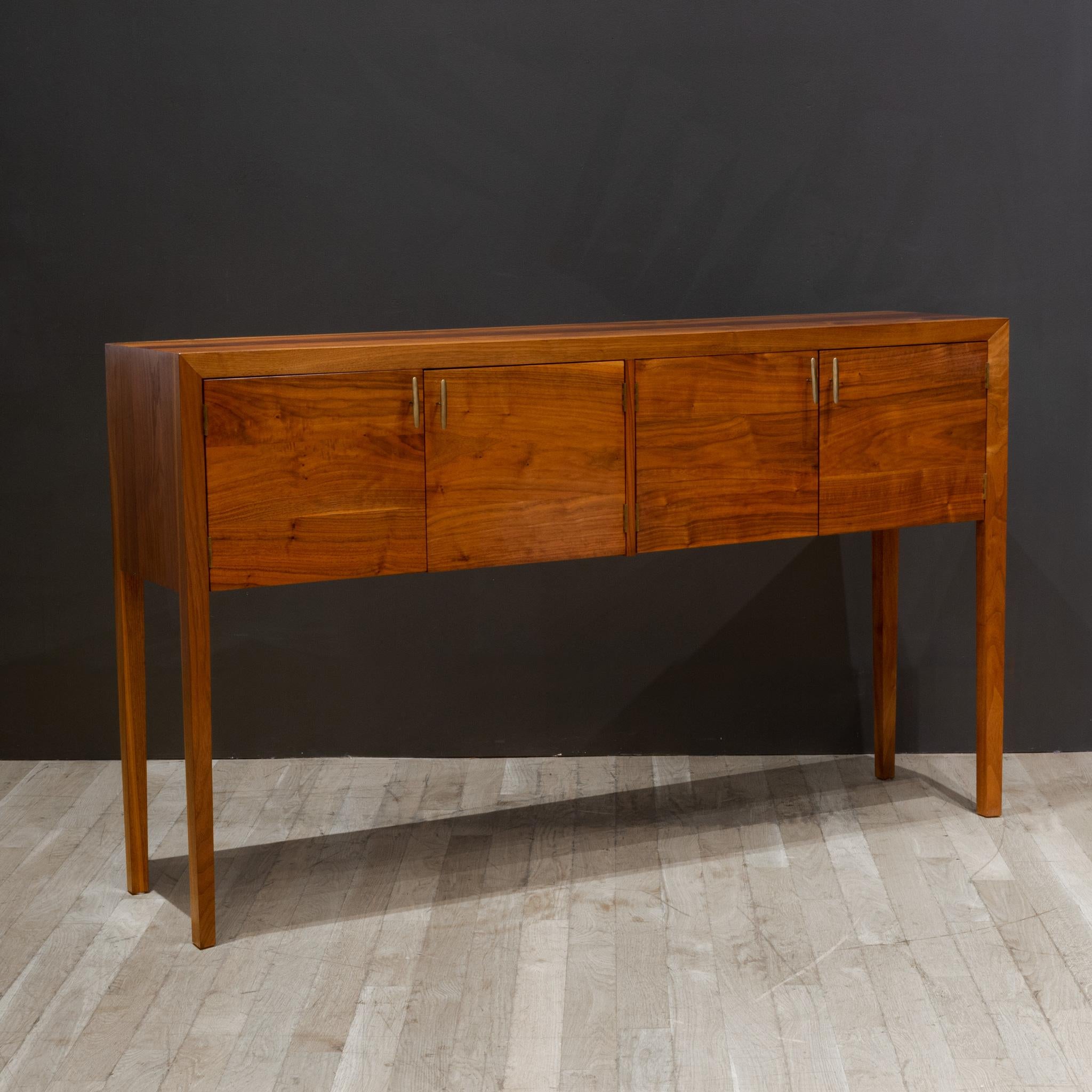 Modern Handmade Solid Walnut and Bronze Hunt Table/Console c.2014 For Sale