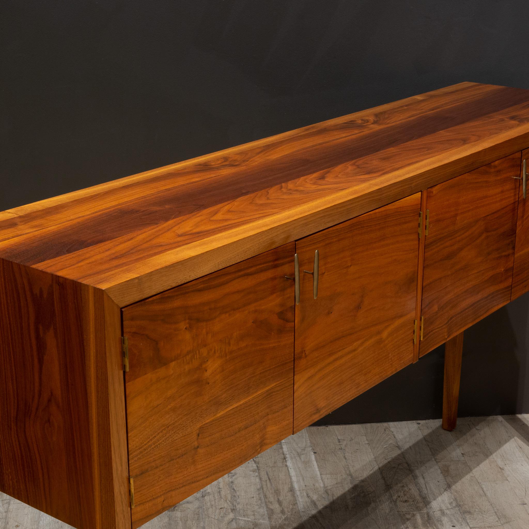 Hand-Crafted Handmade Solid Walnut and Bronze Hunt Table/Console c.2014 For Sale
