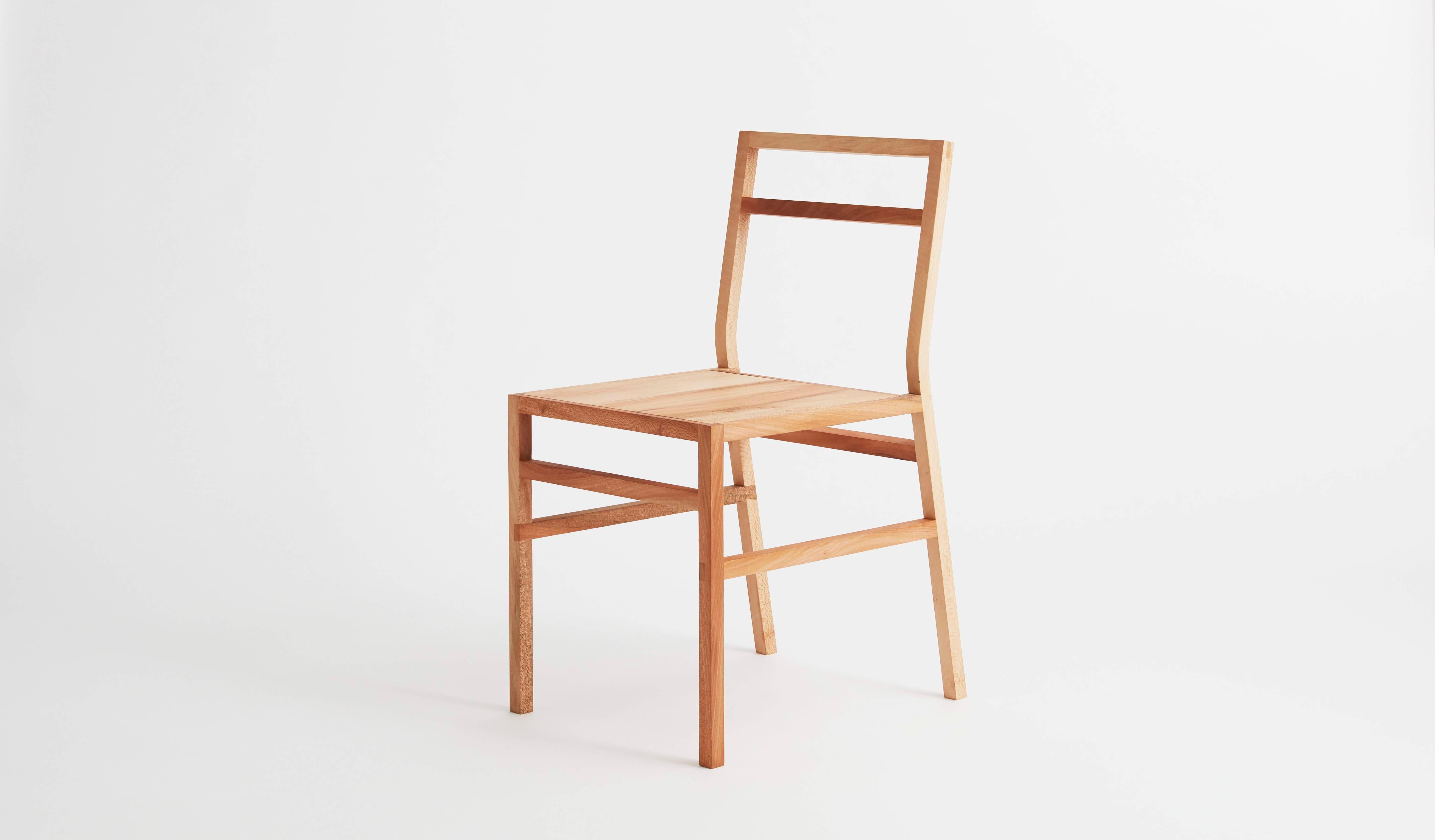 Hardwood Organic Modern Dining Chair, Solid Wood, London Plane, Handmade by Loose Fit, UK For Sale