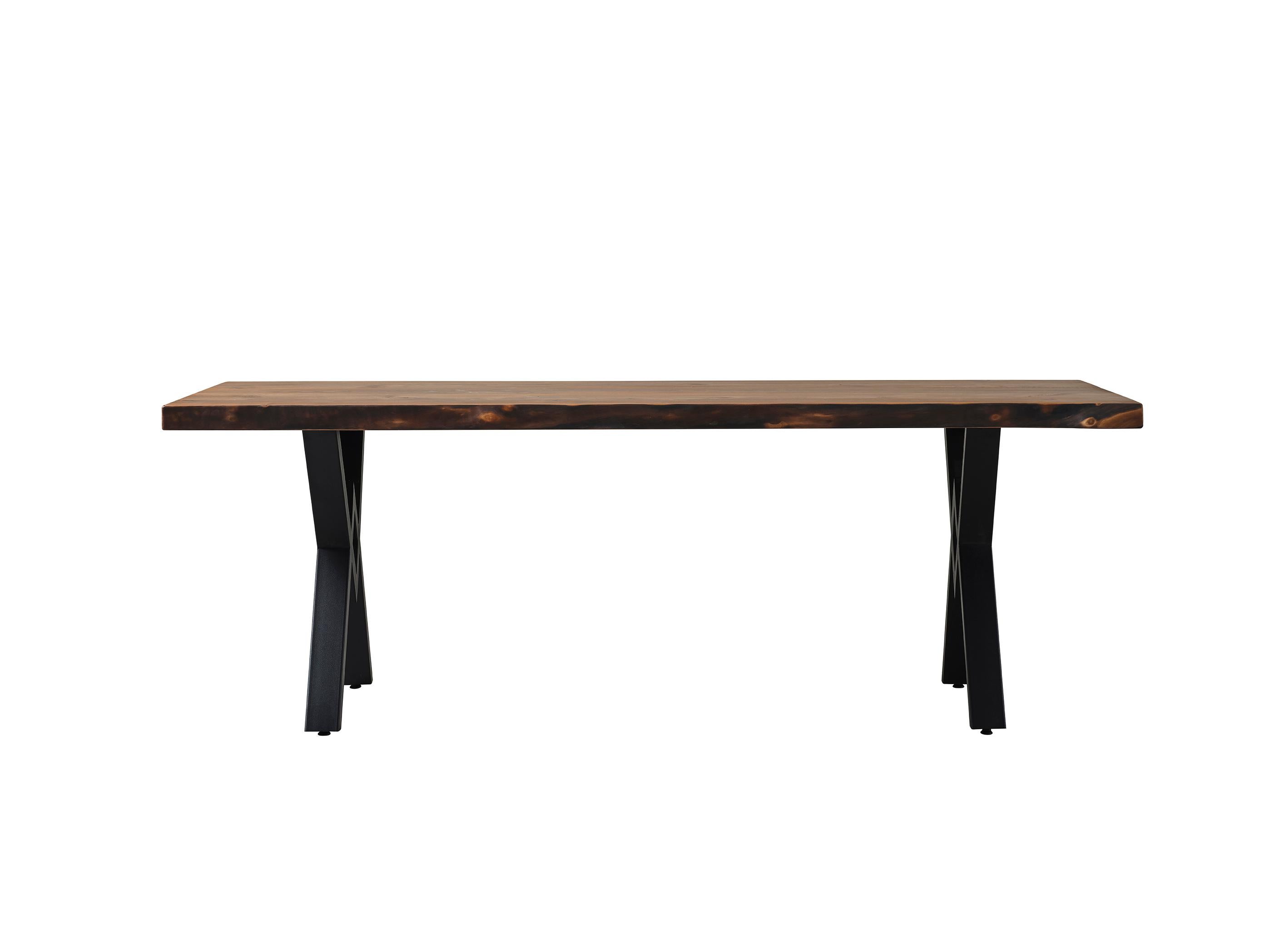 Esstisch mit naturfarbener Kante – Holz, maßgefertigter, handgefertigter Tisch – Schwarzes Nussbaumholz, Naturholz im Angebot 2