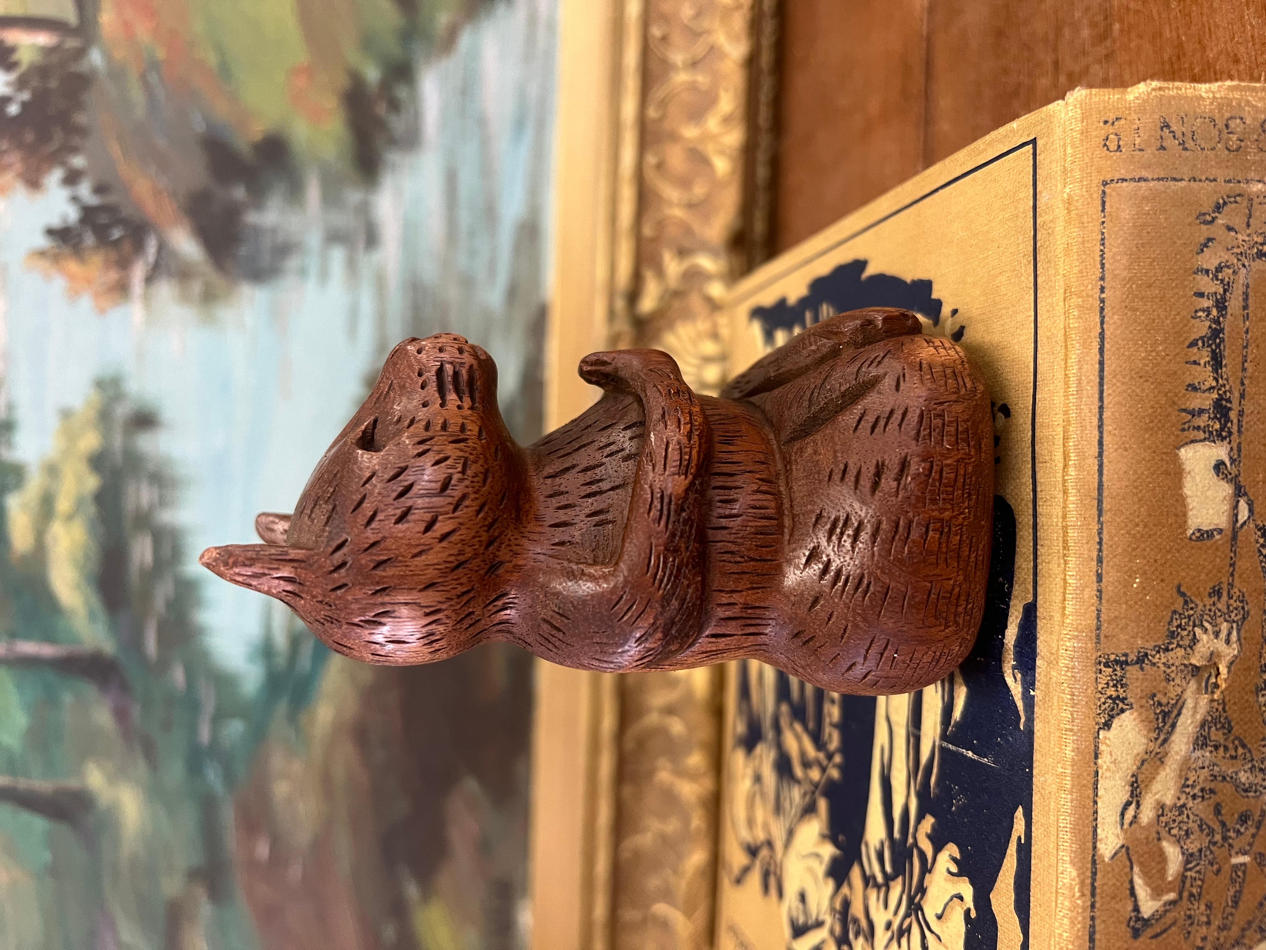 Mid-Century Modern Handmade Solid wood Yoga Cat Sculpture. For Sale