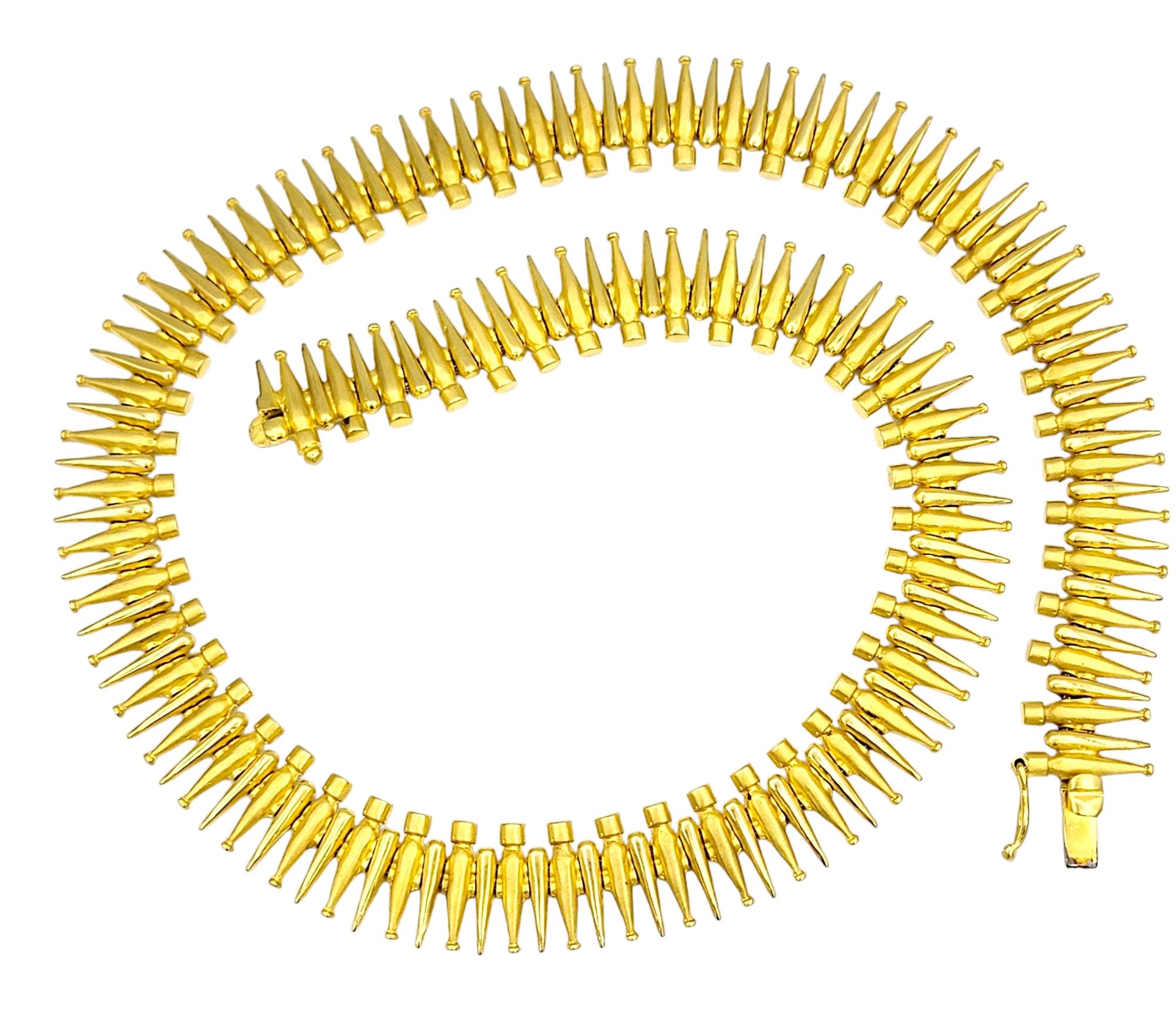 Contemporary Handmade Spiked Heavy Collar Statement Necklace Set in 18 Karat Yellow Gold For Sale