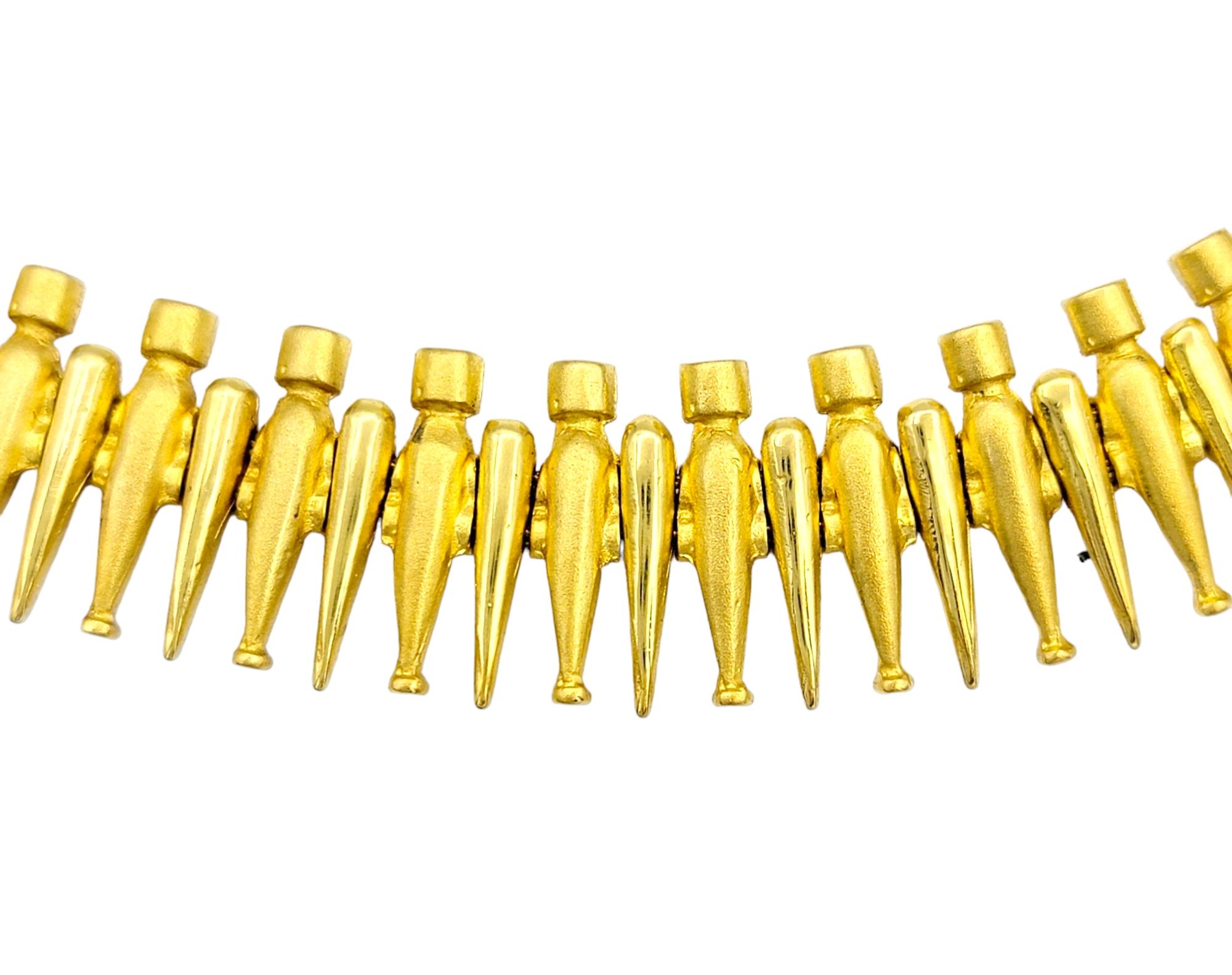 Handgefertigte Statement-Halskette aus 18 Karat Gelbgold mit gesprenkeltem schwerem Kragen Damen im Angebot