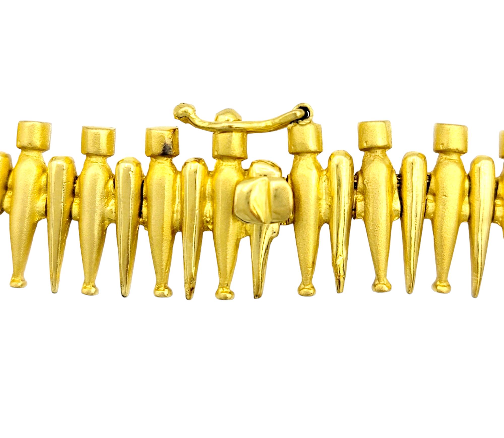 Women's Handmade Spiked Heavy Collar Statement Necklace Set in 18 Karat Yellow Gold For Sale