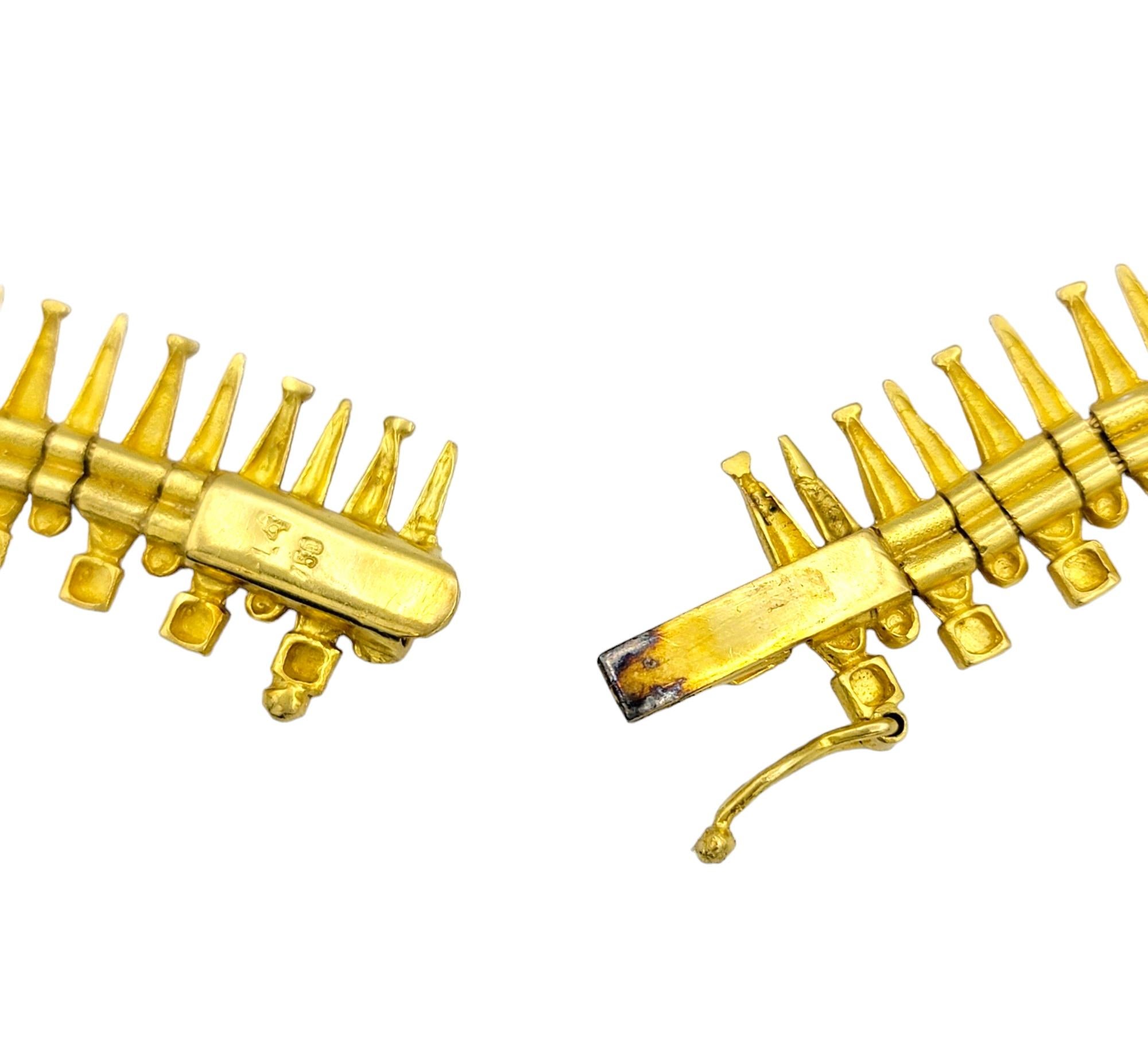 Handmade Spiked Heavy Collar Statement Necklace Set in 18 Karat Yellow Gold For Sale 2