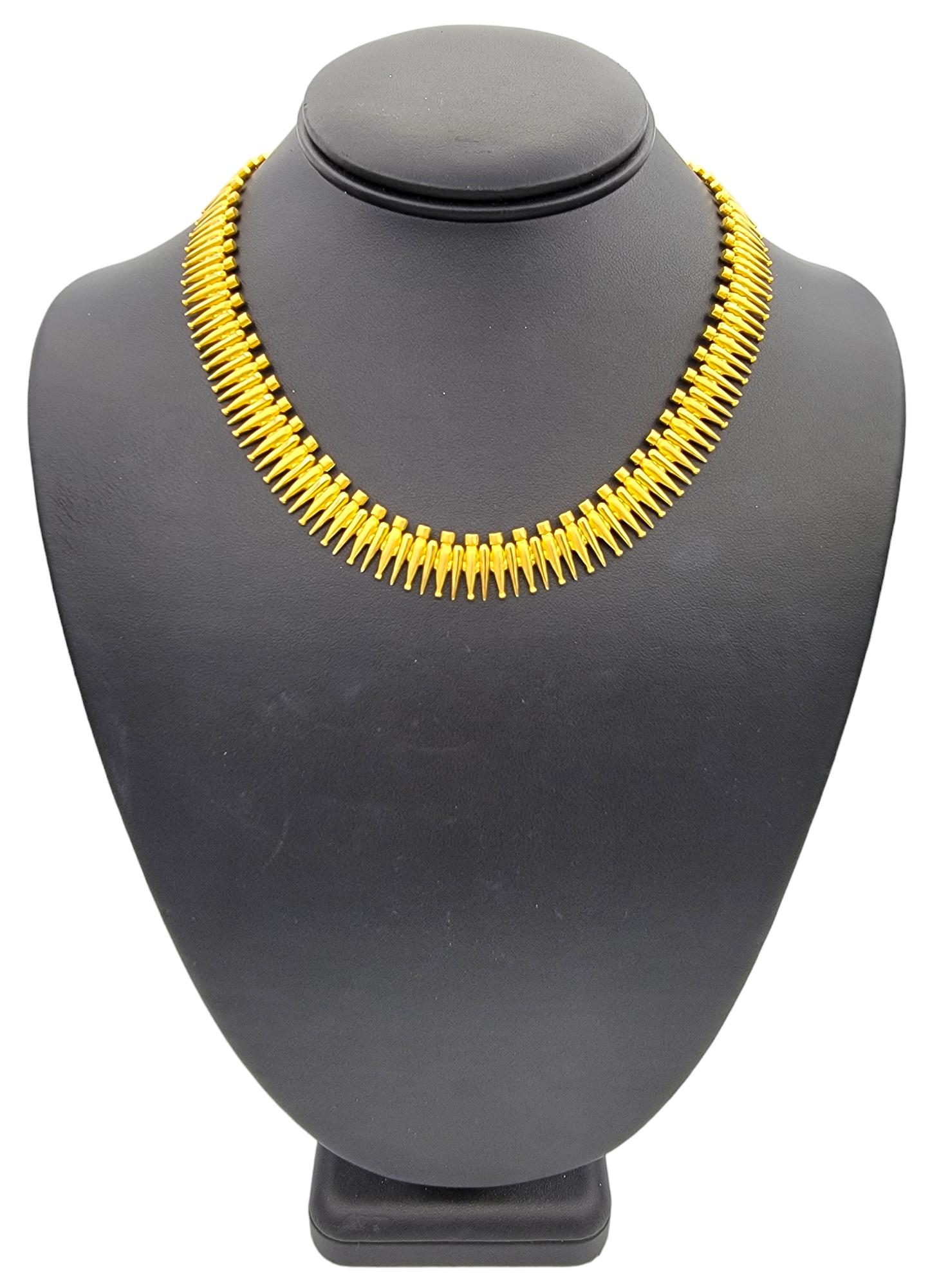 Handmade Spiked Heavy Collar Statement Necklace Set in 18 Karat Yellow Gold For Sale 3