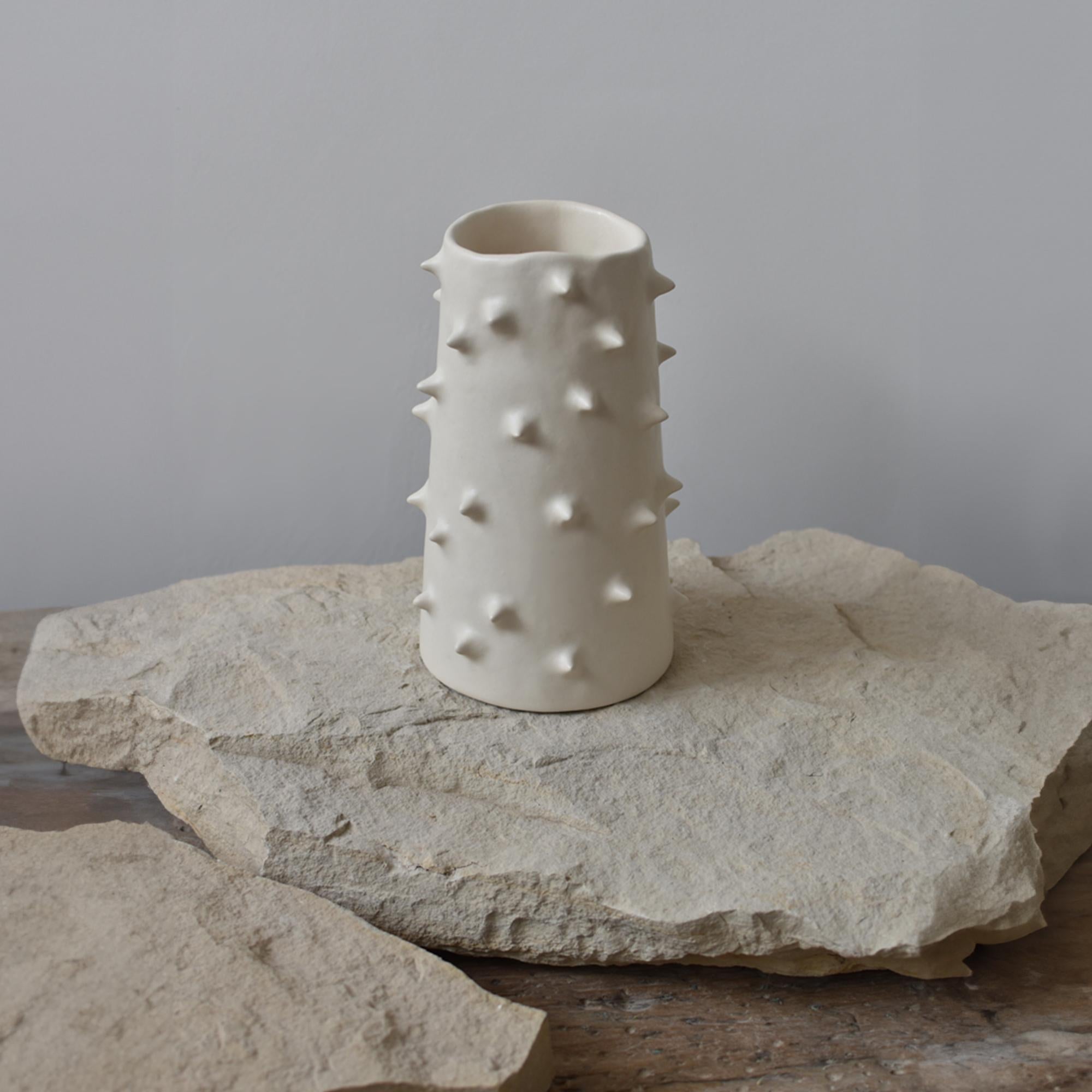 Argentine Handmade Spikes White Ceramic Vase II For Sale