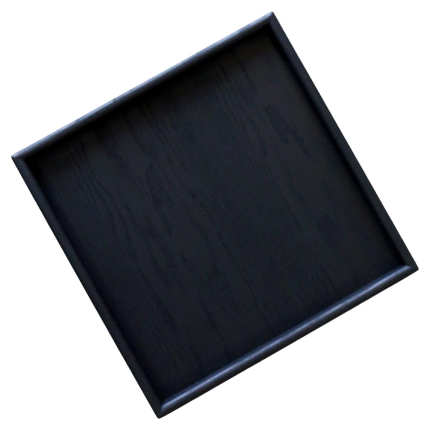 Handmade Square Black Wooden Serving Tray For Sale