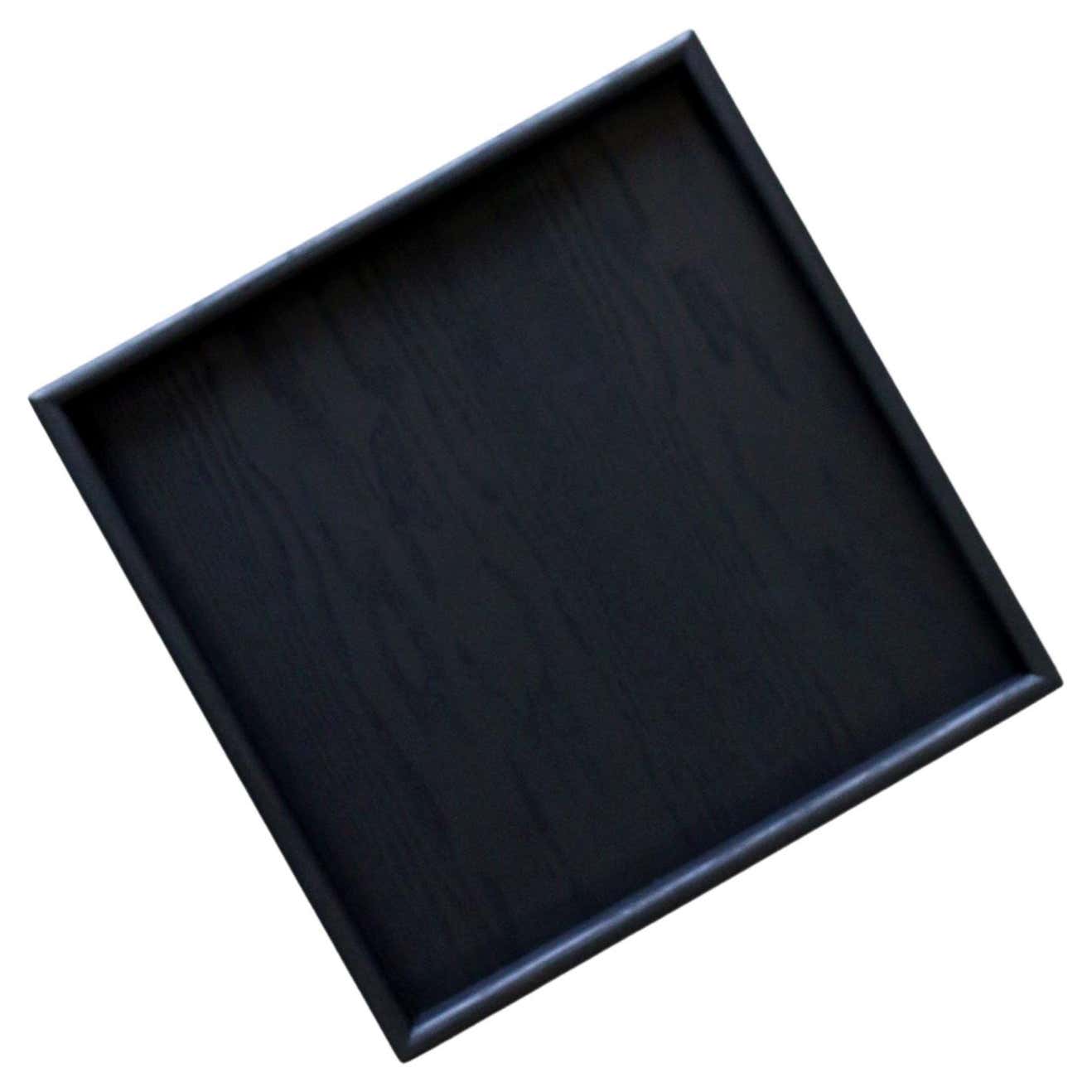 Handmade Square Black Wooden Serving Tray For Sale at 1stDibs