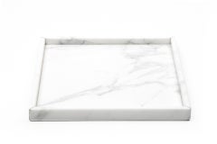 Handmade Squared White Carrara Marble Tray