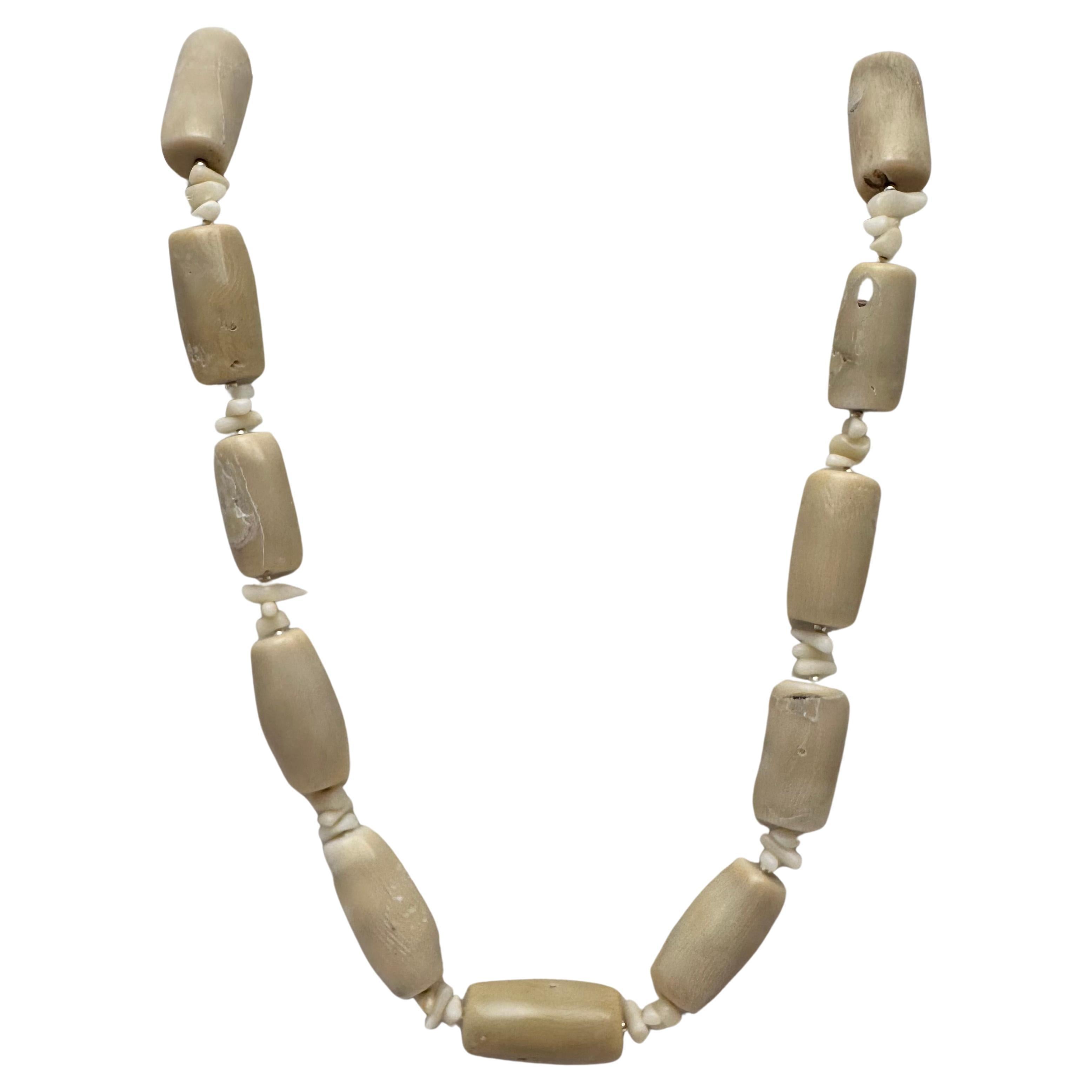 Handgefertigte ~ Sterlingsilber .925 Beige Barrel Koralle Perlen 26" Halskette #94 im Angebot