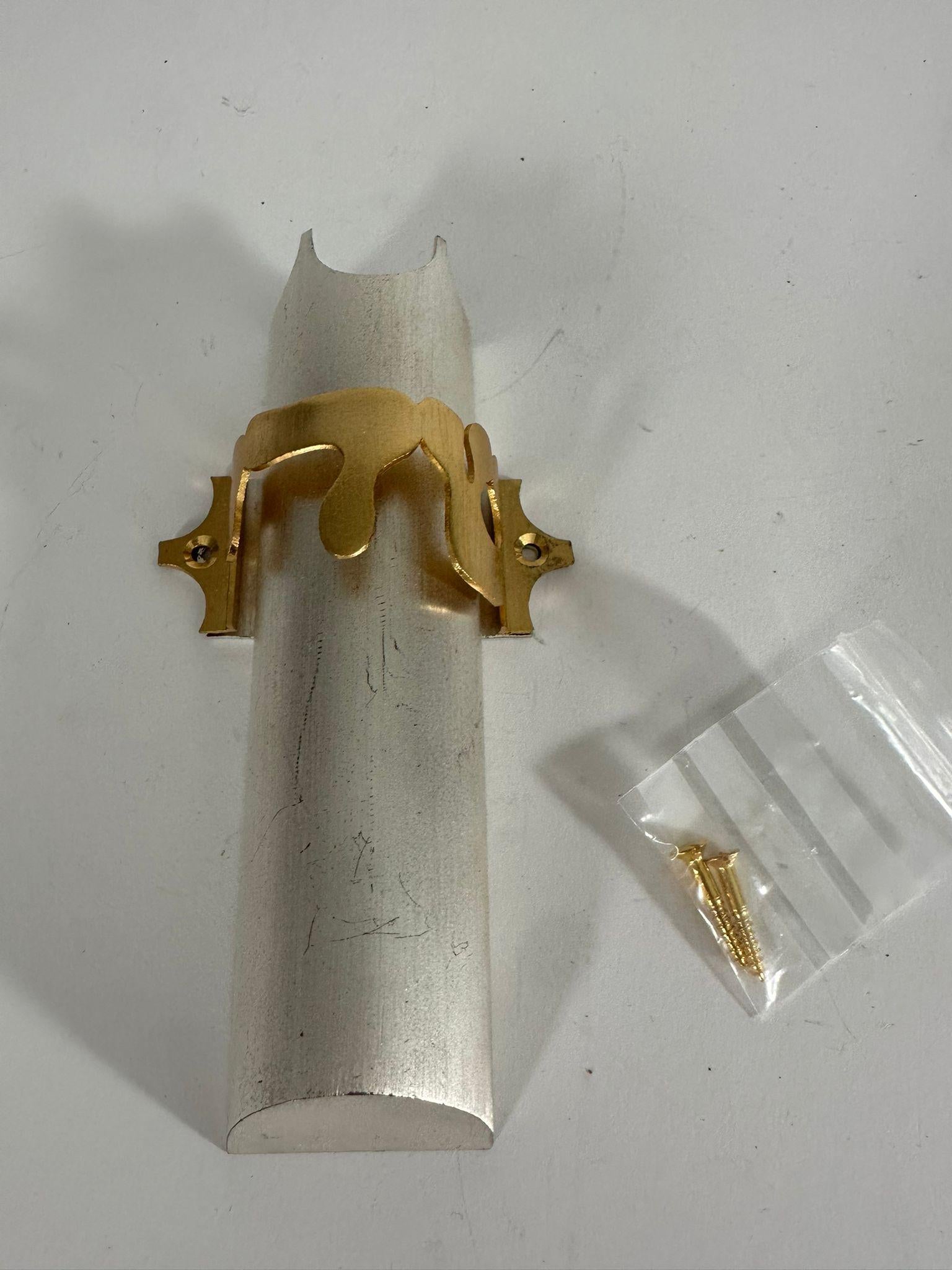 Handmade Sterling Silver and Gold-Plated Mezuzah Case  Carmel Shabi  Jerusalem For Sale 3