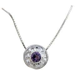 Handgefertigte Sterlingsilber-Halskette mit Korbgeflecht-Anhänger und 4 mm Amethyst-Anhänger