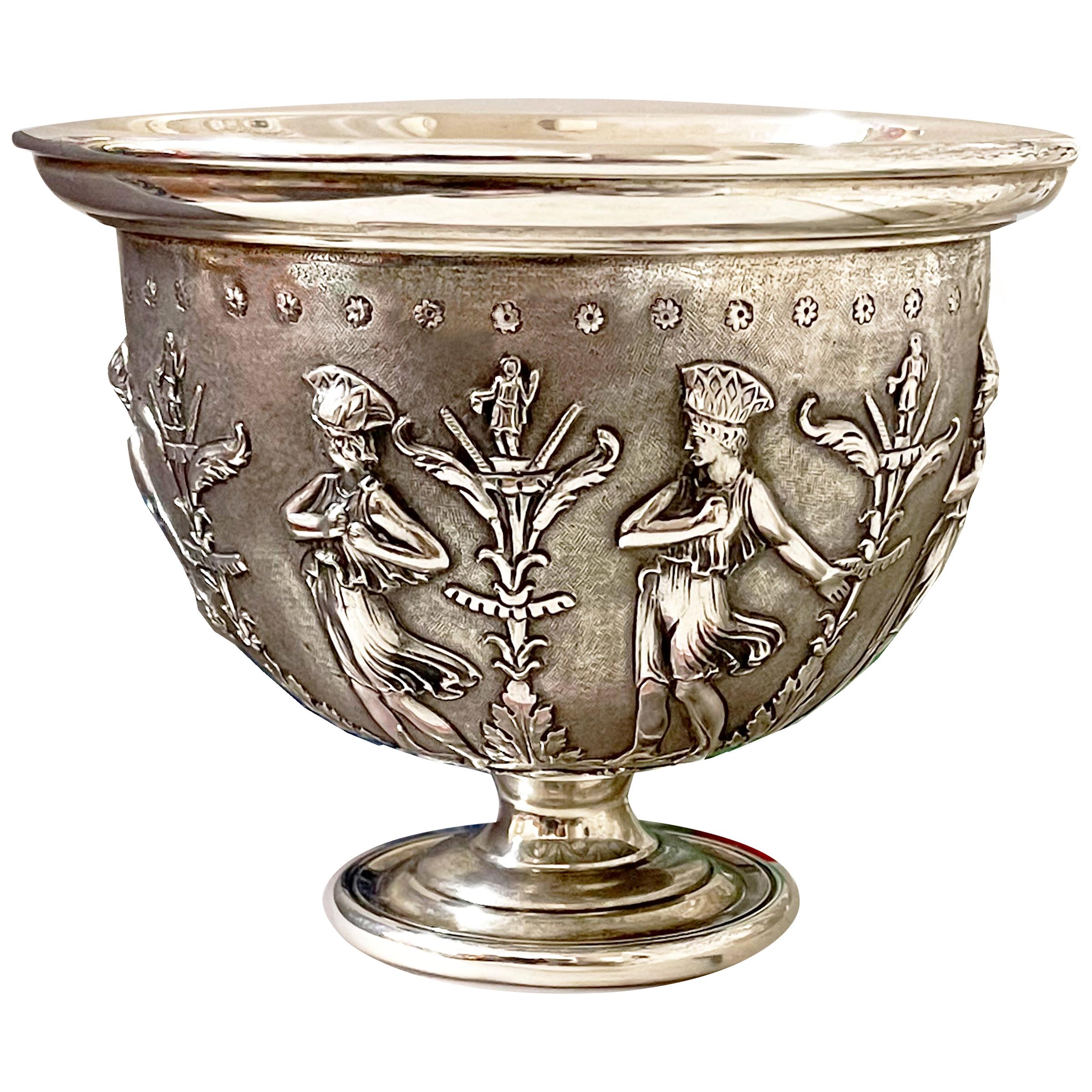 Handmade Sterling Silver Centerpiece Bowl Depicting Cybele, '20th Century'