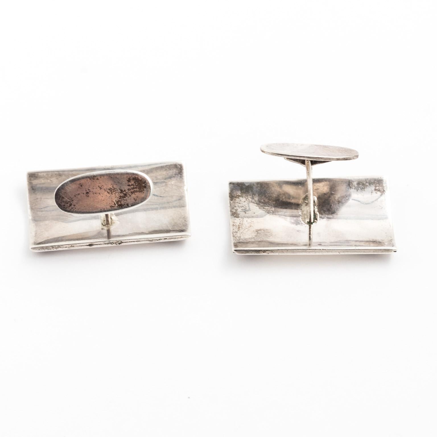 Women's or Men's Handmade Sterling Silver Danish Cufflinks For Sale