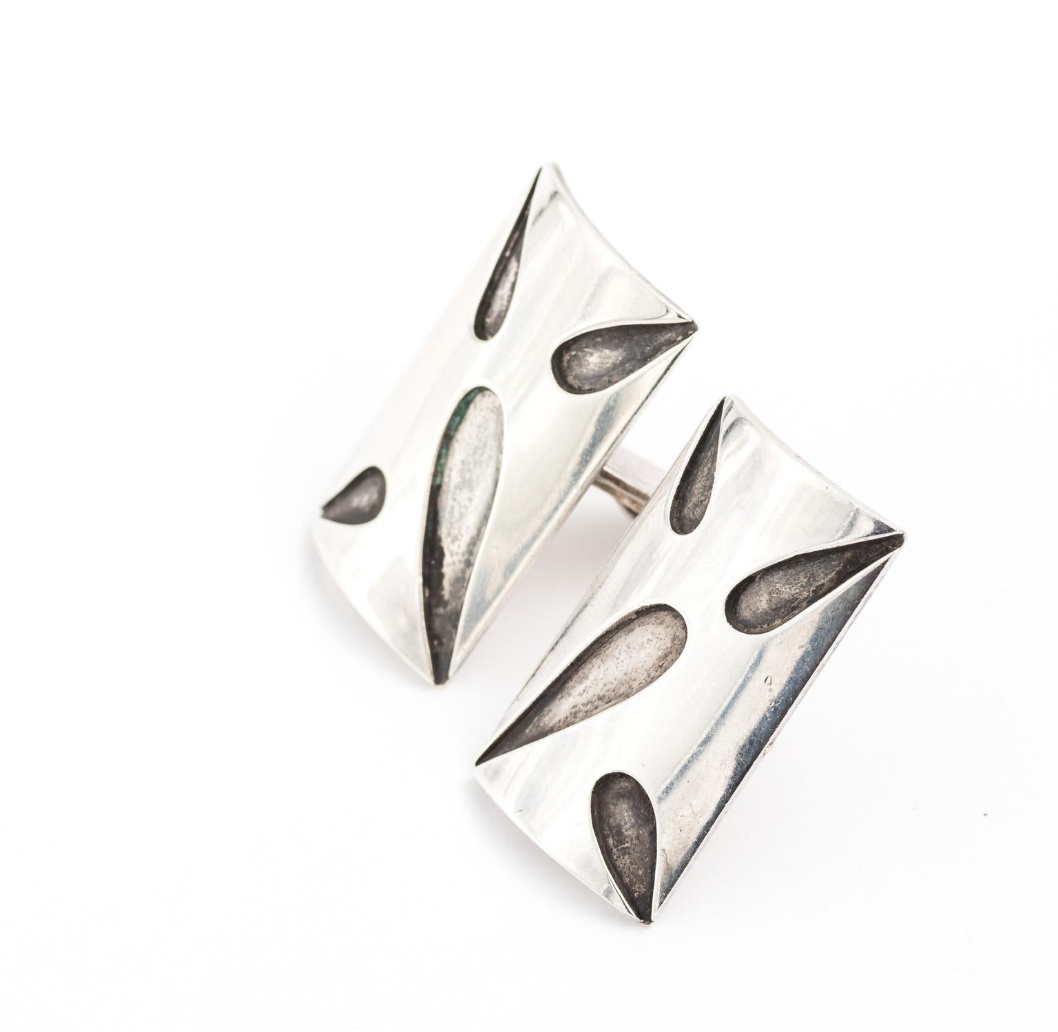 Handmade Sterling Silver Danish Cufflinks For Sale 3
