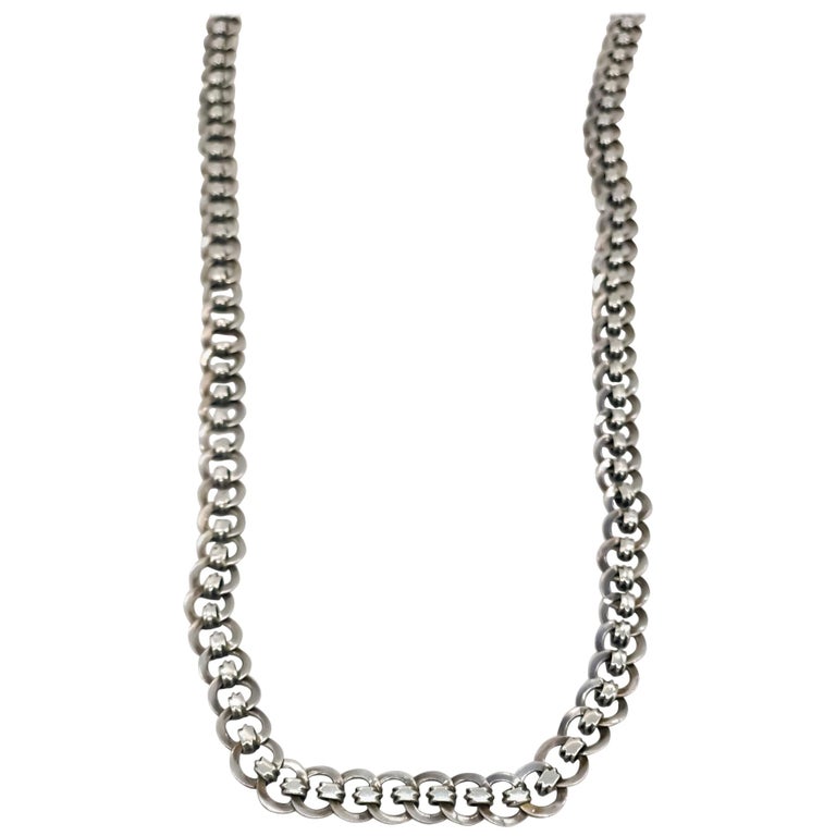 Handmade Sterling Silver Loop Link Chain For Sale at 1stDibs