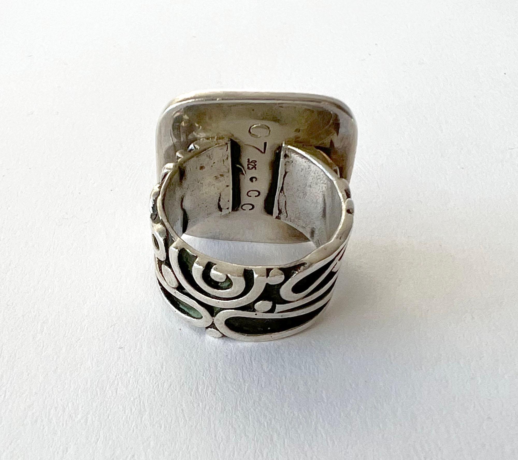 Women's or Men's Handmade Sterling Silver Modernist Swirl Gentlemens Ring