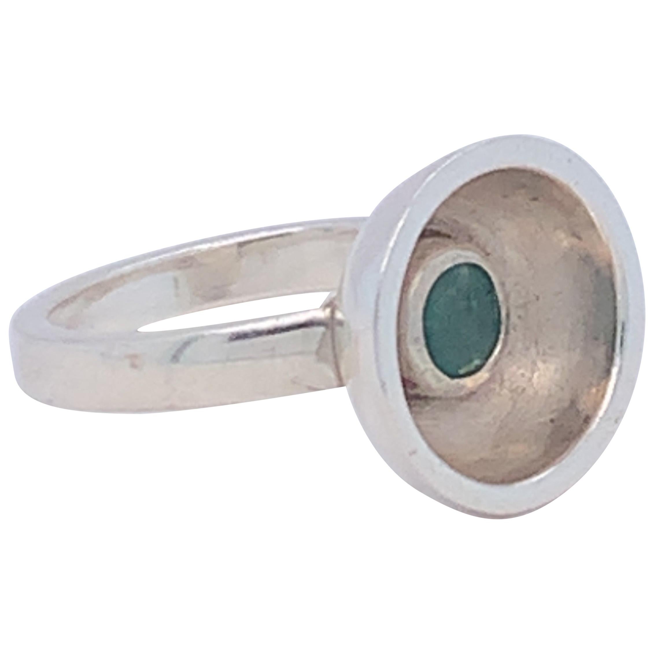 Handmade Sterling Silver One of a Kind Emerald Ring