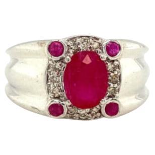 For Sale:  Handmade Sterling Silver Ruby Birthstone Dome Ring Gift for Christmas