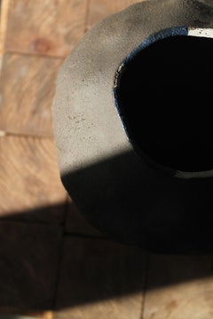 Handmade Stoneware Black Sculptural Ceramic Vase by Maku Ceramic